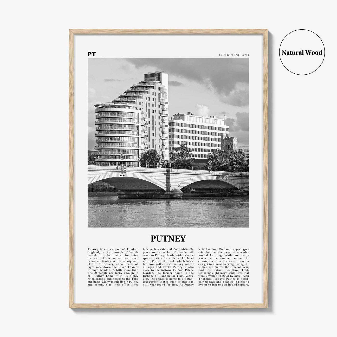 Putney Print Black and White, Putney Wall Art, Putney Poster, Putney Photo, Putney Wall Décor, Putney Map, England