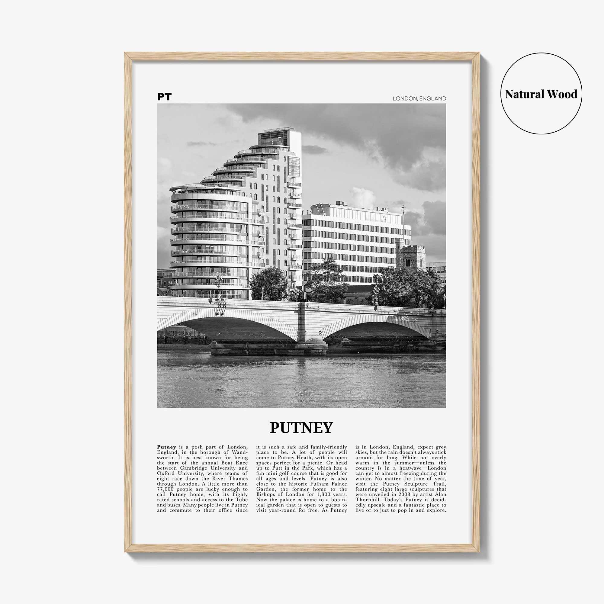 Putney Print Black and White, Putney Wall Art, Putney Poster, Putney Photo, Putney Wall Décor, Putney Map, England