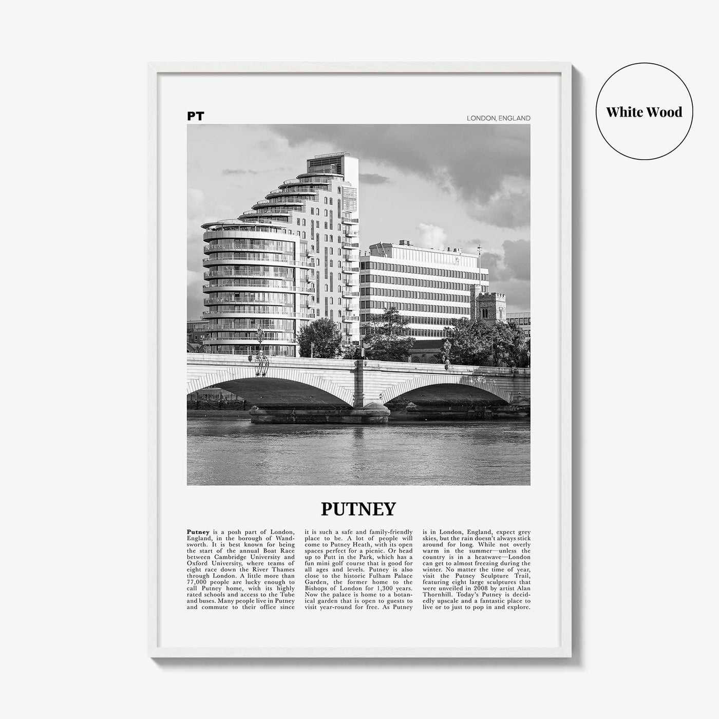 Putney Print Black and White, Putney Wall Art, Putney Poster, Putney Photo, Putney Wall Décor, Putney Map, England