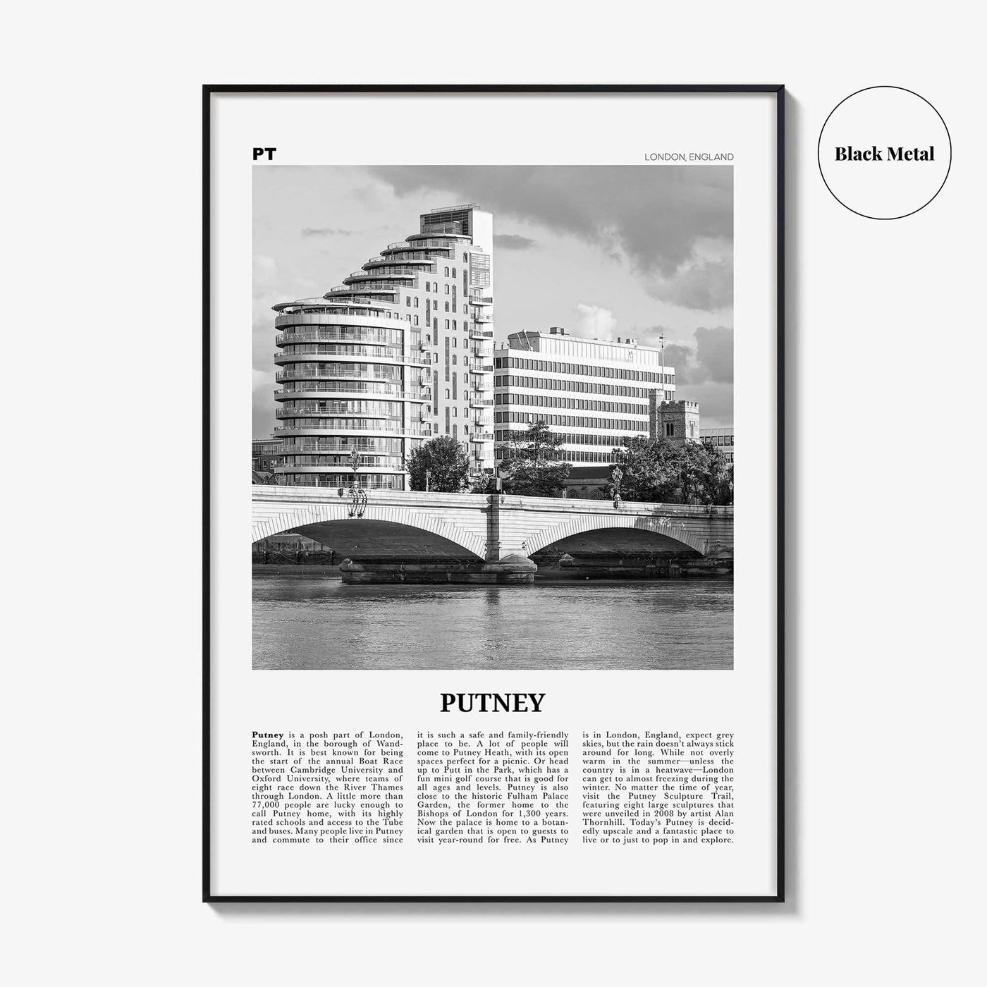 Putney Print Black and White, Putney Wall Art, Putney Poster, Putney Photo, Putney Wall Décor, Putney Map, England