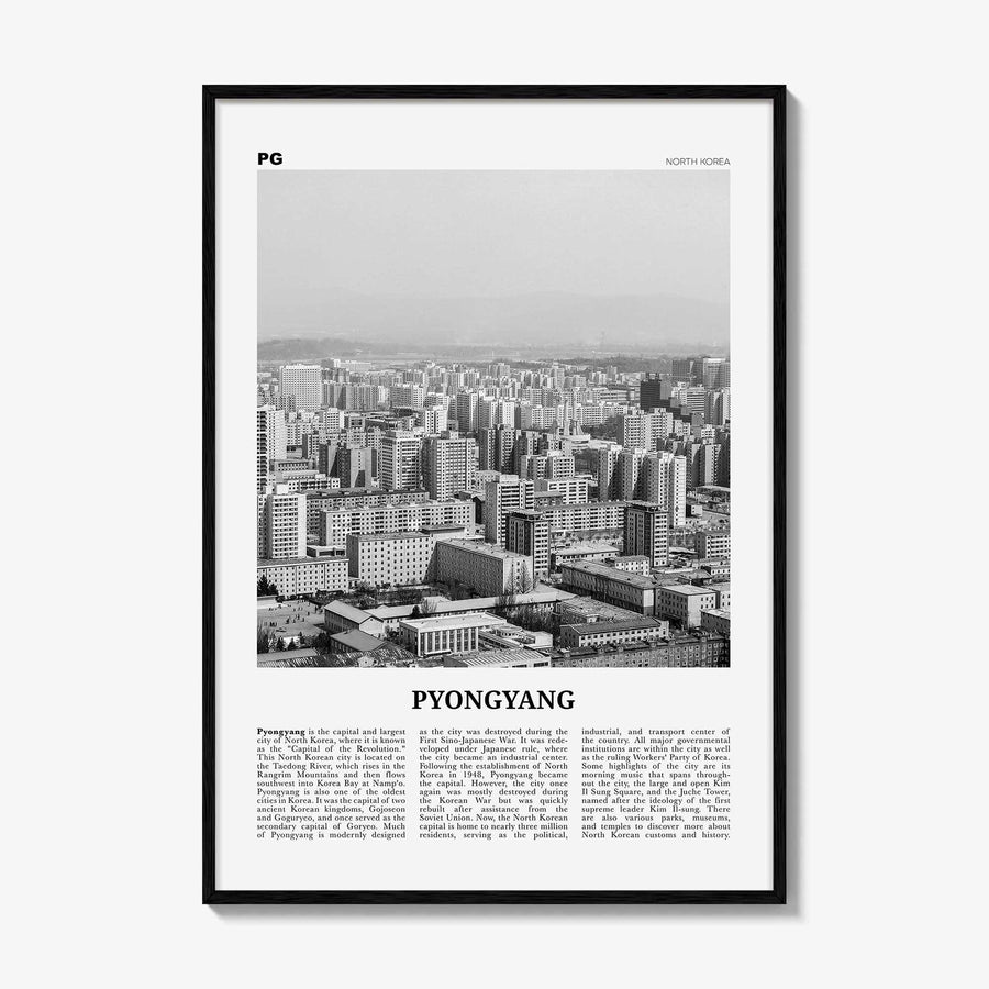 Pyongyang Print Black and White, Pyongyang Wall Art, Pyongyang Poster, Pyongyang Photo, Pyongyang Wall Décor, Pyongyang Map, North Korea