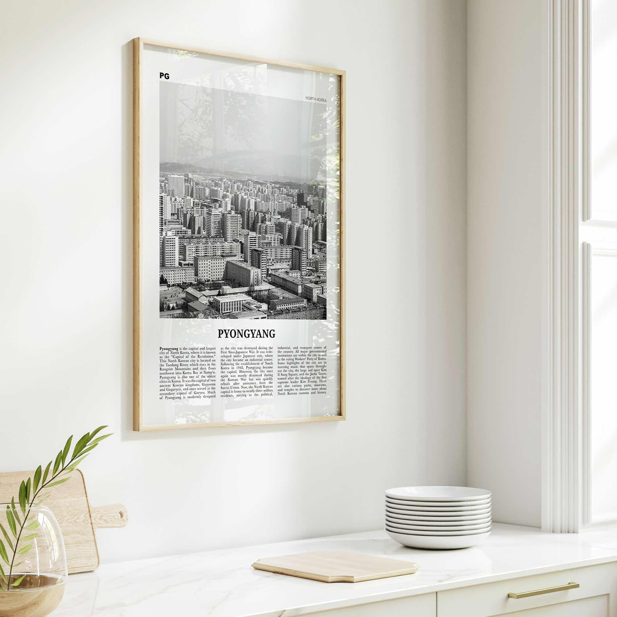 Pyongyang Print Black and White, Pyongyang Wall Art, Pyongyang Poster, Pyongyang Photo, Pyongyang Wall Décor, Pyongyang Map, North Korea