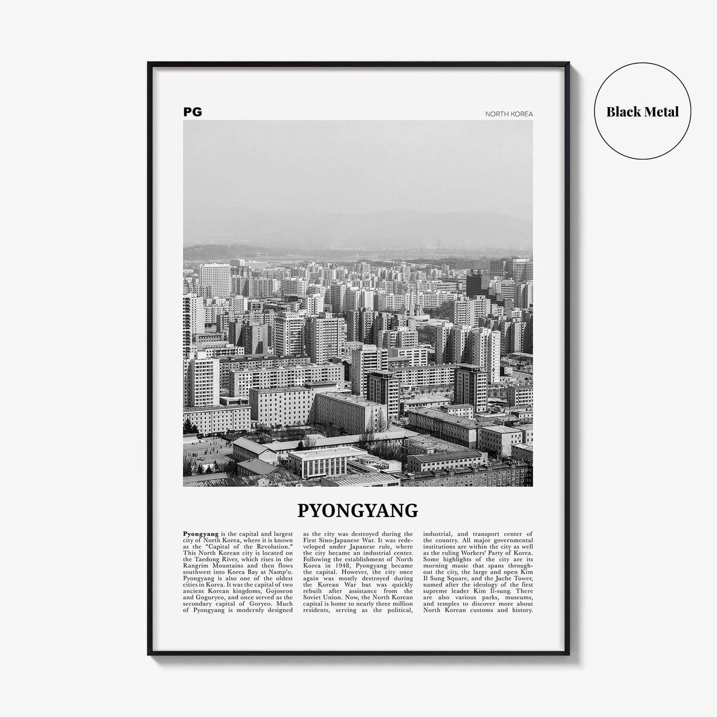 Pyongyang Print Black and White, Pyongyang Wall Art, Pyongyang Poster, Pyongyang Photo, Pyongyang Wall Décor, Pyongyang Map, North Korea