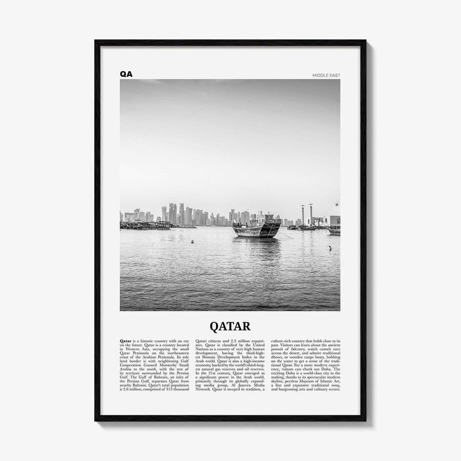Qatar Print Black and White, Qatar Wall Art, Qatar Poster, Qatar Photo, Qatar Wall Decor, Country Art Print, Doha, دولة قطر Middle East