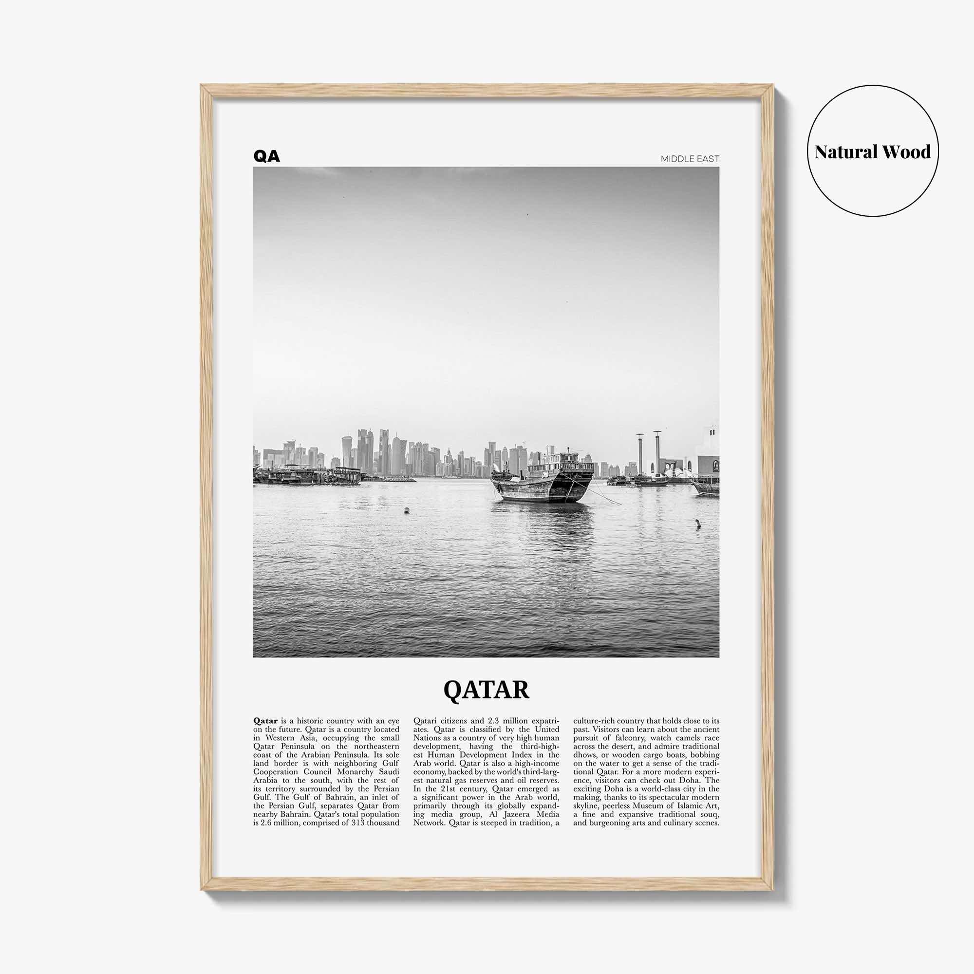 Qatar Print Black and White, Qatar Wall Art, Qatar Poster, Qatar Photo, Qatar Wall Decor, Country Art Print, Doha, دولة قطر Middle East