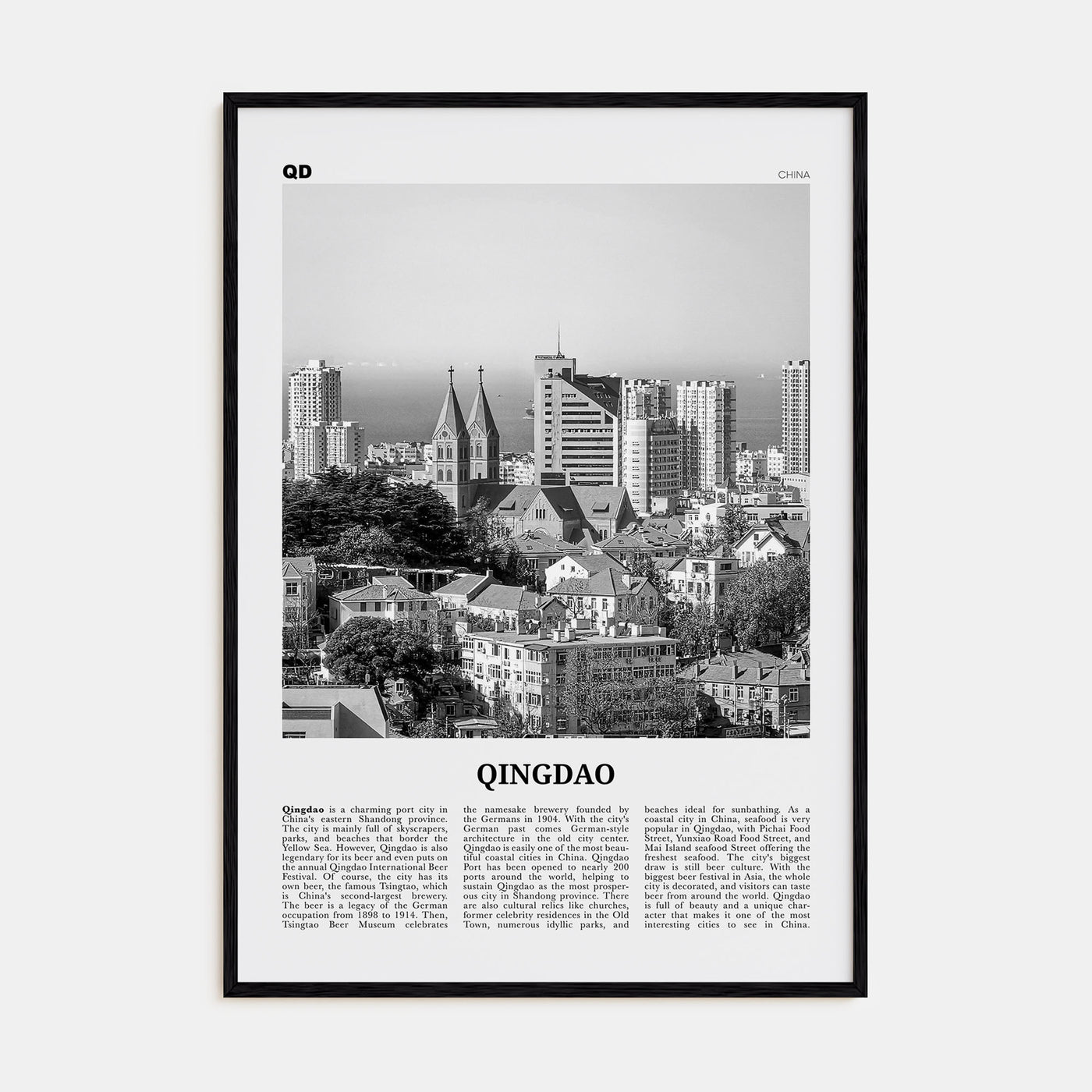 Qingdao Travel B&W Poster