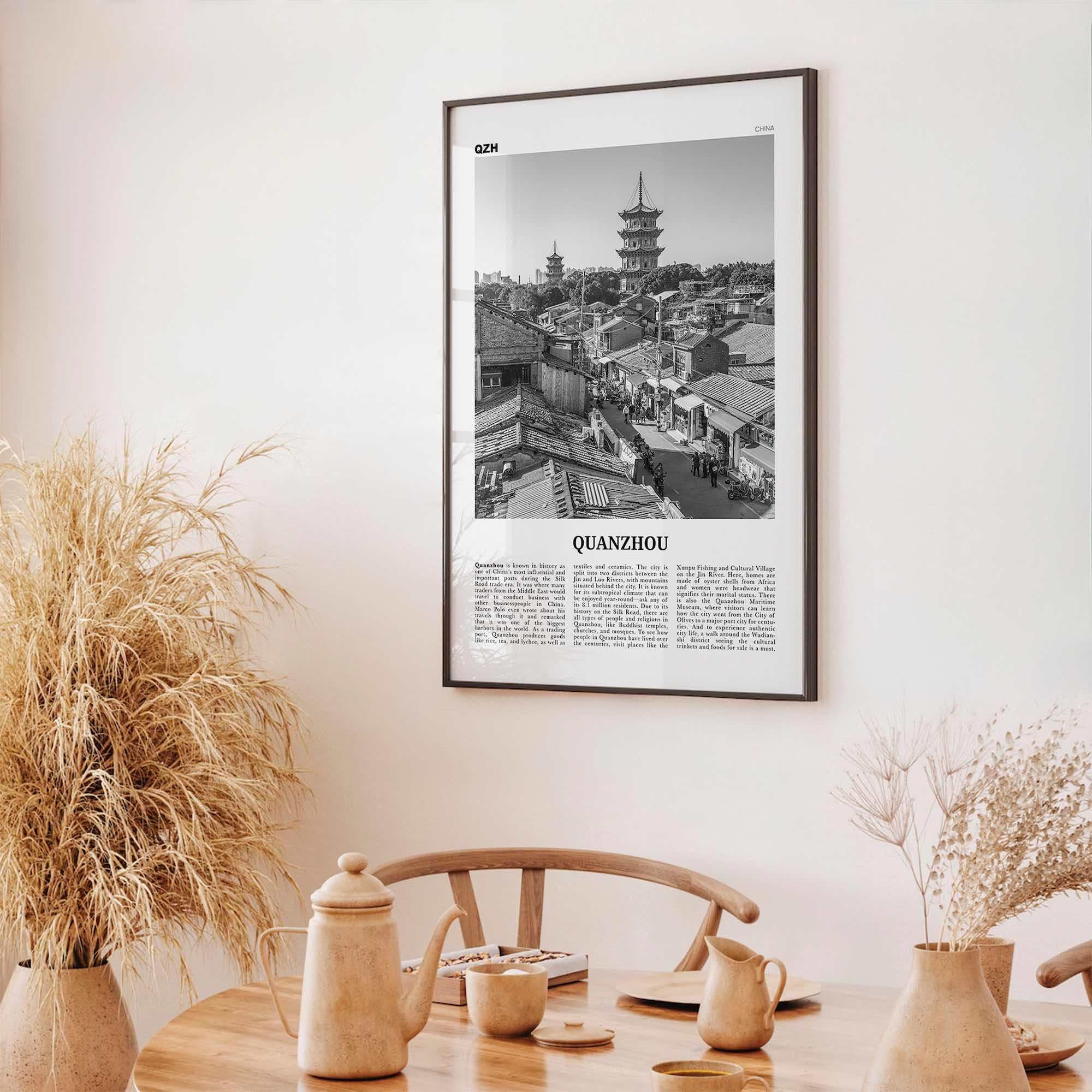 Quanzhou Print Black and White, Quanzhou Wall Art, Quanzhou Poster, Quanzhou Photo, Quanzhou Wall Décor, Quanzhou Map, China