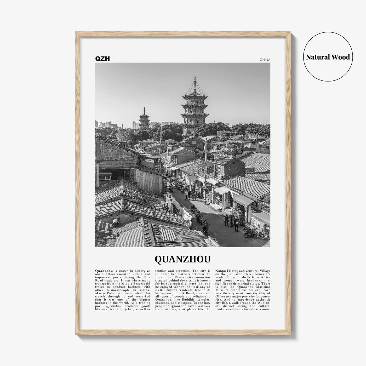Quanzhou Print Black and White, Quanzhou Wall Art, Quanzhou Poster, Quanzhou Photo, Quanzhou Wall Décor, Quanzhou Map, China
