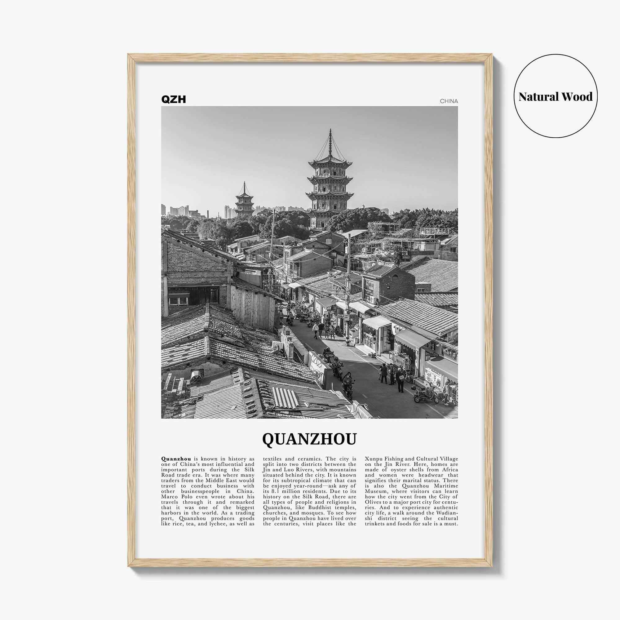 Quanzhou Print Black and White, Quanzhou Wall Art, Quanzhou Poster, Quanzhou Photo, Quanzhou Wall Décor, Quanzhou Map, China