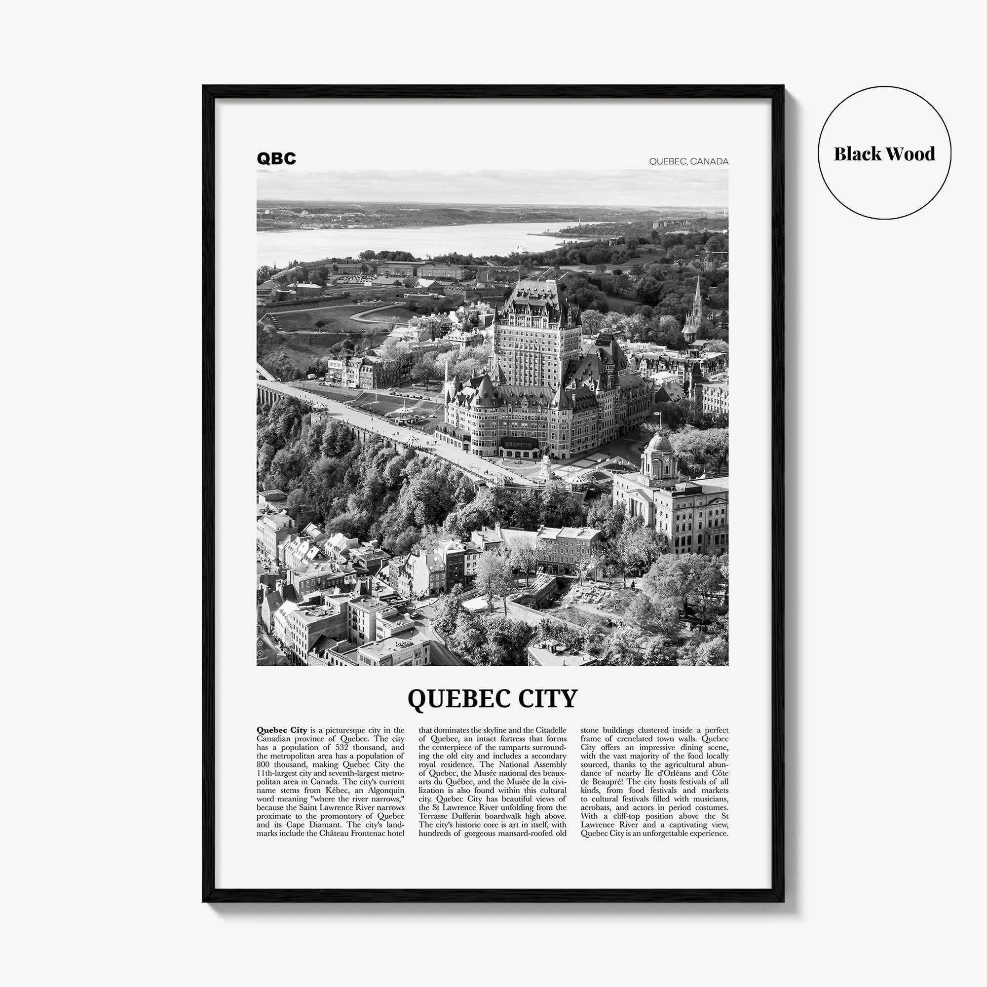 Quebec City Print Black and White No 1, Quebec City Wall Art, Quebec City Poster, Quebec City Photo, Québec, Canada, North America