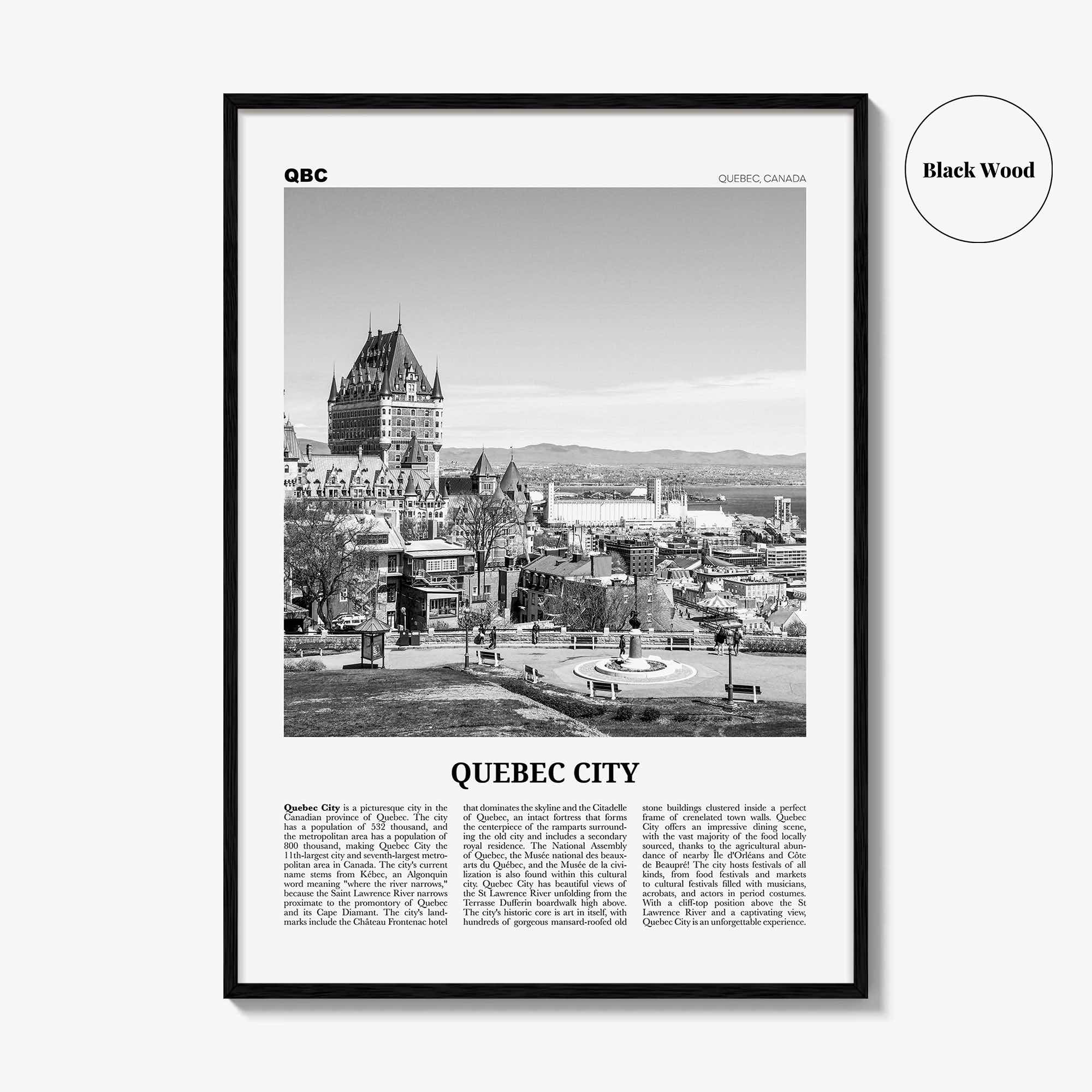 Quebec City Print Black and White No 2, Quebec City Wall Art, Quebec City Poster, Quebec City Photo, Québec, Canada, North America