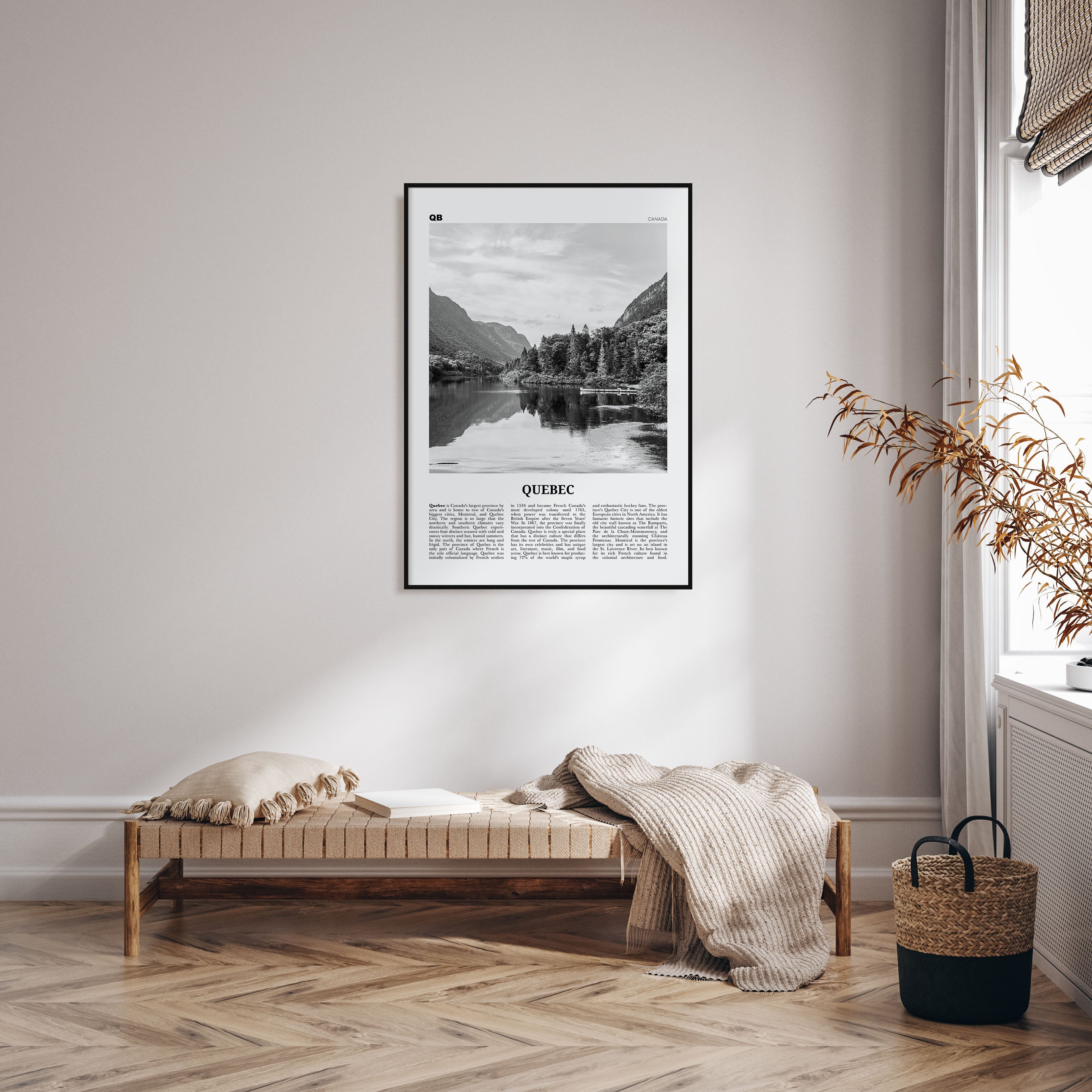 Quebec Travel B&W Poster
