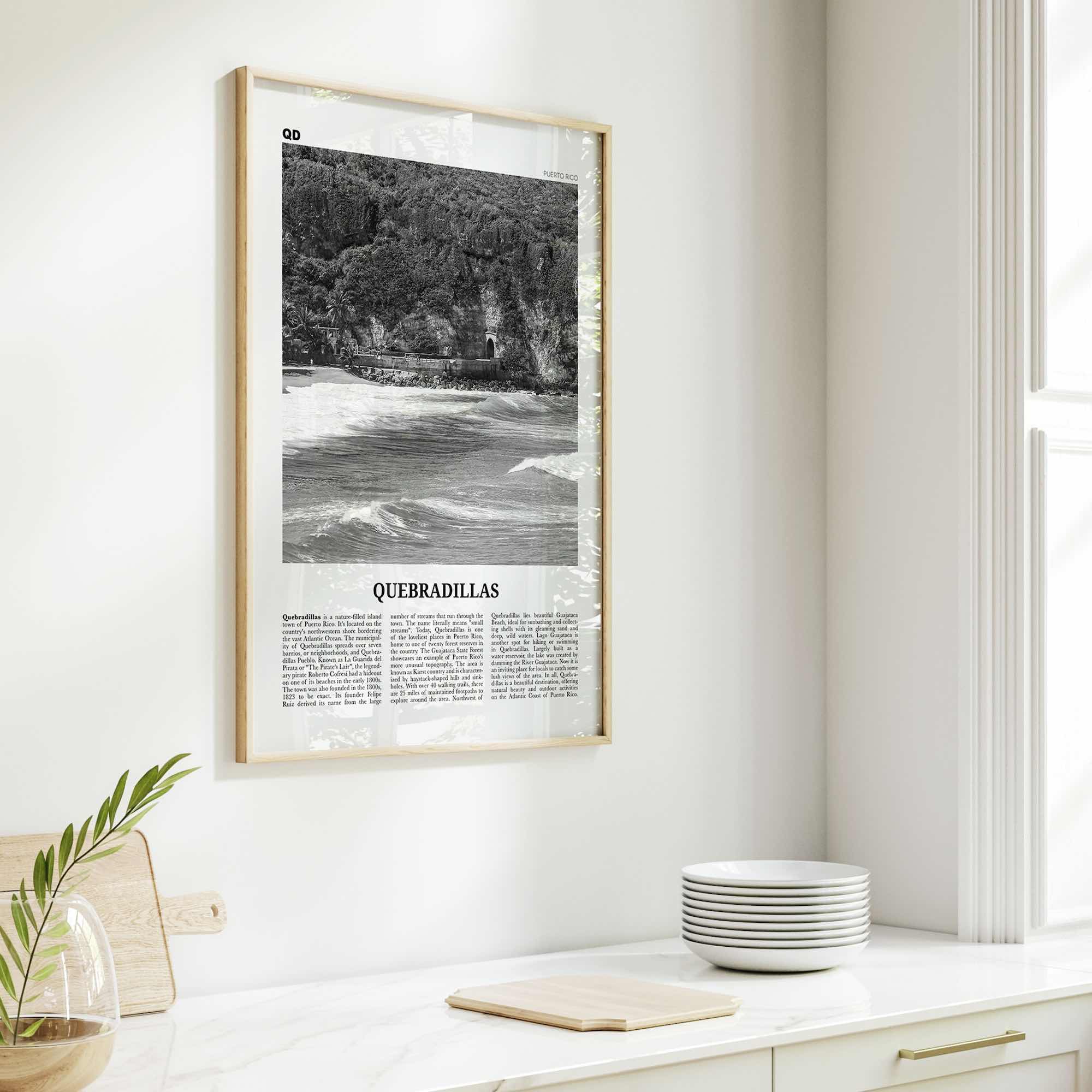Quebradillas Print Black and White, Quebradillas Wall Art, Quebradillas Poster, Quebradillas Photo, Quebradillas Décor, Quebradillas Map