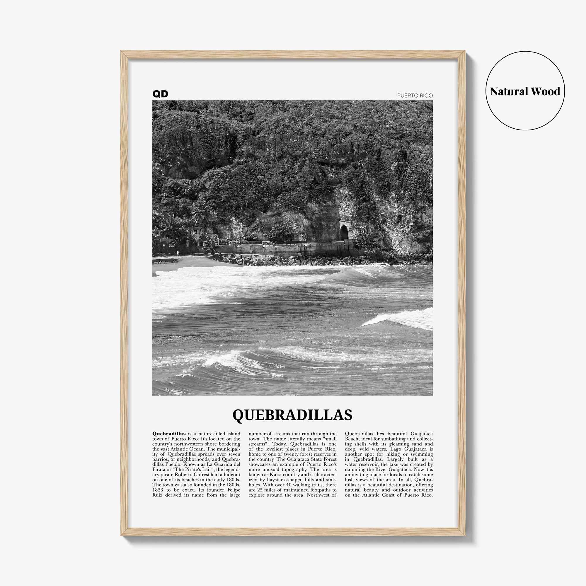 Quebradillas Print Black and White, Quebradillas Wall Art, Quebradillas Poster, Quebradillas Photo, Quebradillas Décor, Quebradillas Map