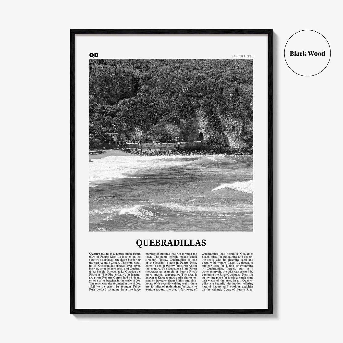Quebradillas Print Black and White, Quebradillas Wall Art, Quebradillas Poster, Quebradillas Photo, Quebradillas Décor, Quebradillas Map