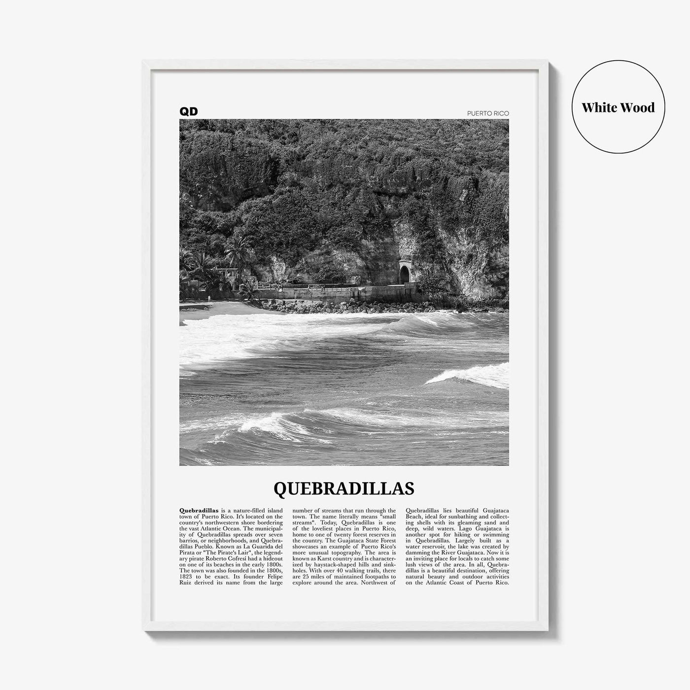Quebradillas Print Black and White, Quebradillas Wall Art, Quebradillas Poster, Quebradillas Photo, Quebradillas Décor, Quebradillas Map