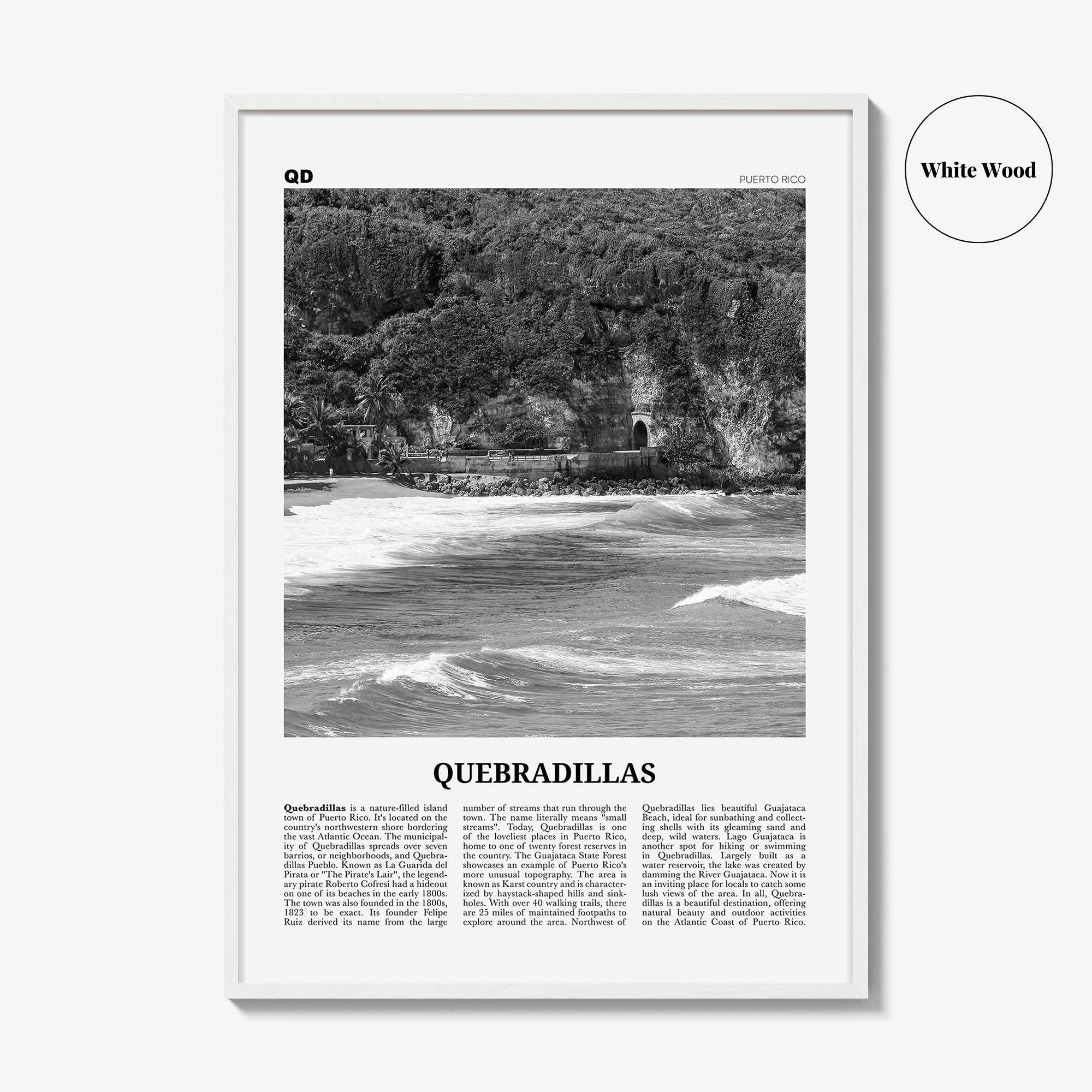 Quebradillas Print Black and White, Quebradillas Wall Art, Quebradillas Poster, Quebradillas Photo, Quebradillas Décor, Quebradillas Map