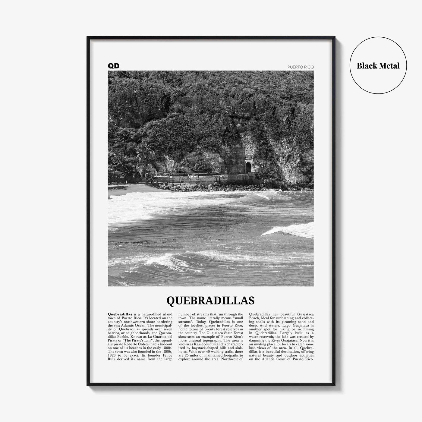 Quebradillas Print Black and White, Quebradillas Wall Art, Quebradillas Poster, Quebradillas Photo, Quebradillas Décor, Quebradillas Map