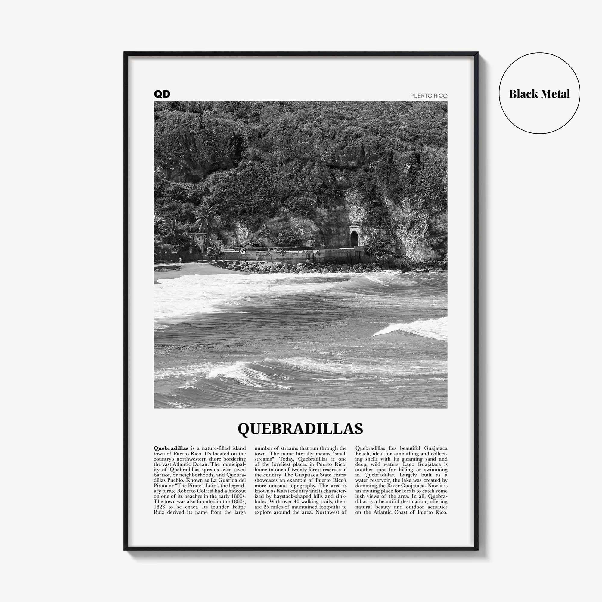 Quebradillas Print Black and White, Quebradillas Wall Art, Quebradillas Poster, Quebradillas Photo, Quebradillas Décor, Quebradillas Map