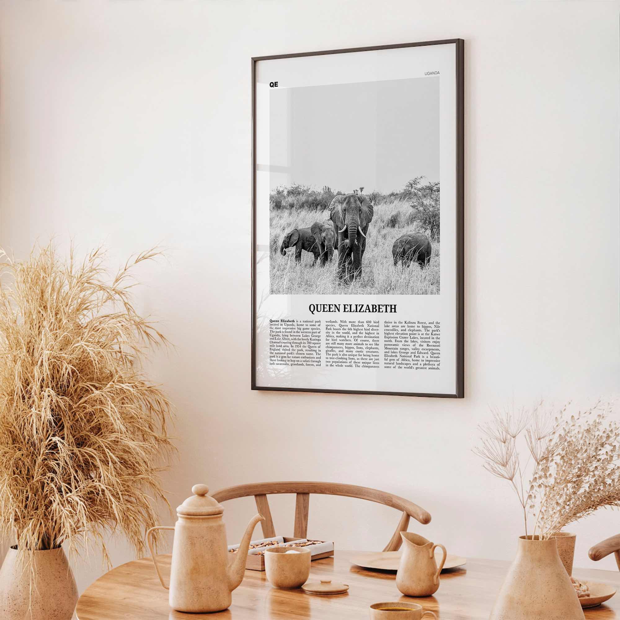 Queen Elizabeth National Park Print Black and White, Queen Elizabeth Wall Art, Queen Elizabeth Poster, Queen Elizabeth Photo, Uganda