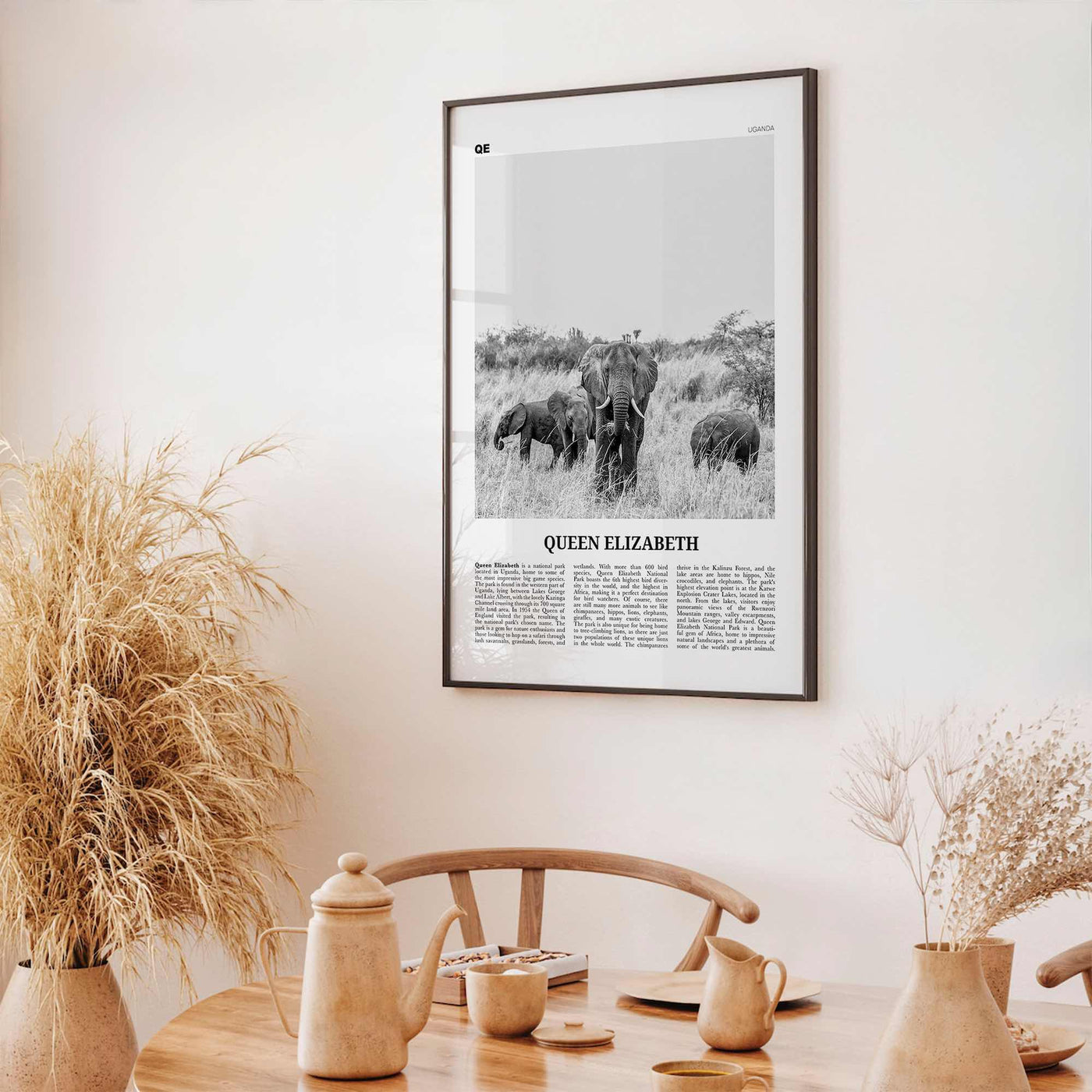 Queen Elizabeth National Park Print Black and White, Queen Elizabeth Wall Art, Queen Elizabeth Poster, Queen Elizabeth Photo, Uganda