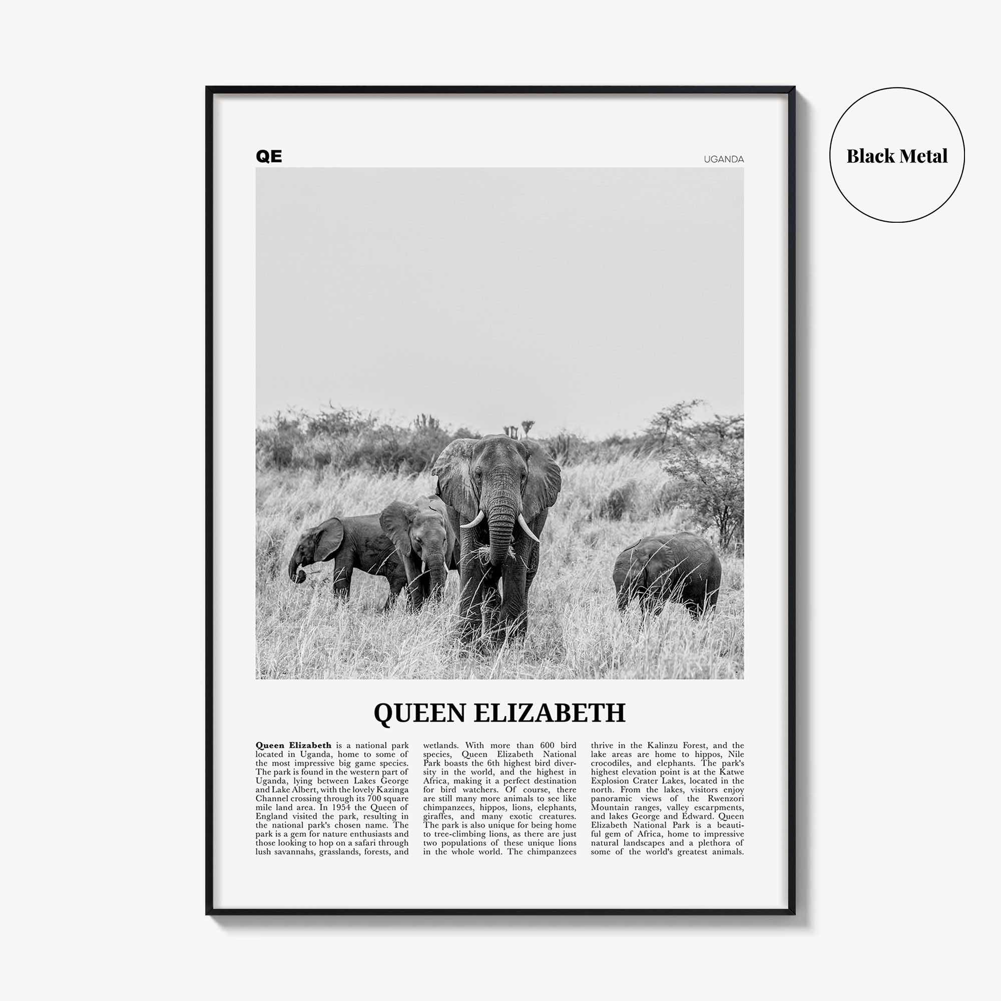 Queen Elizabeth National Park Print Black and White, Queen Elizabeth Wall Art, Queen Elizabeth Poster, Queen Elizabeth Photo, Uganda