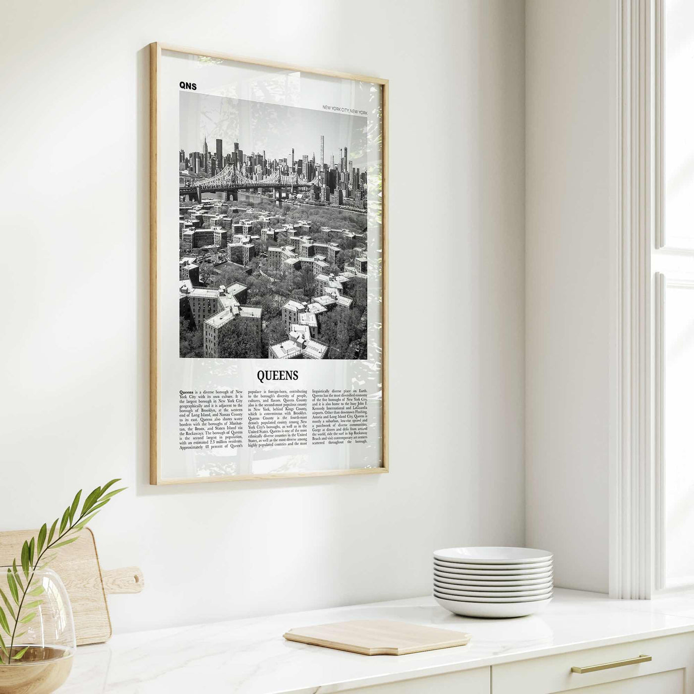 Queens Print Black and White New York No 1, Queens Wall Art, Queens Poster, Queens Photo, Queens Wall Decor, New York, USA, United States