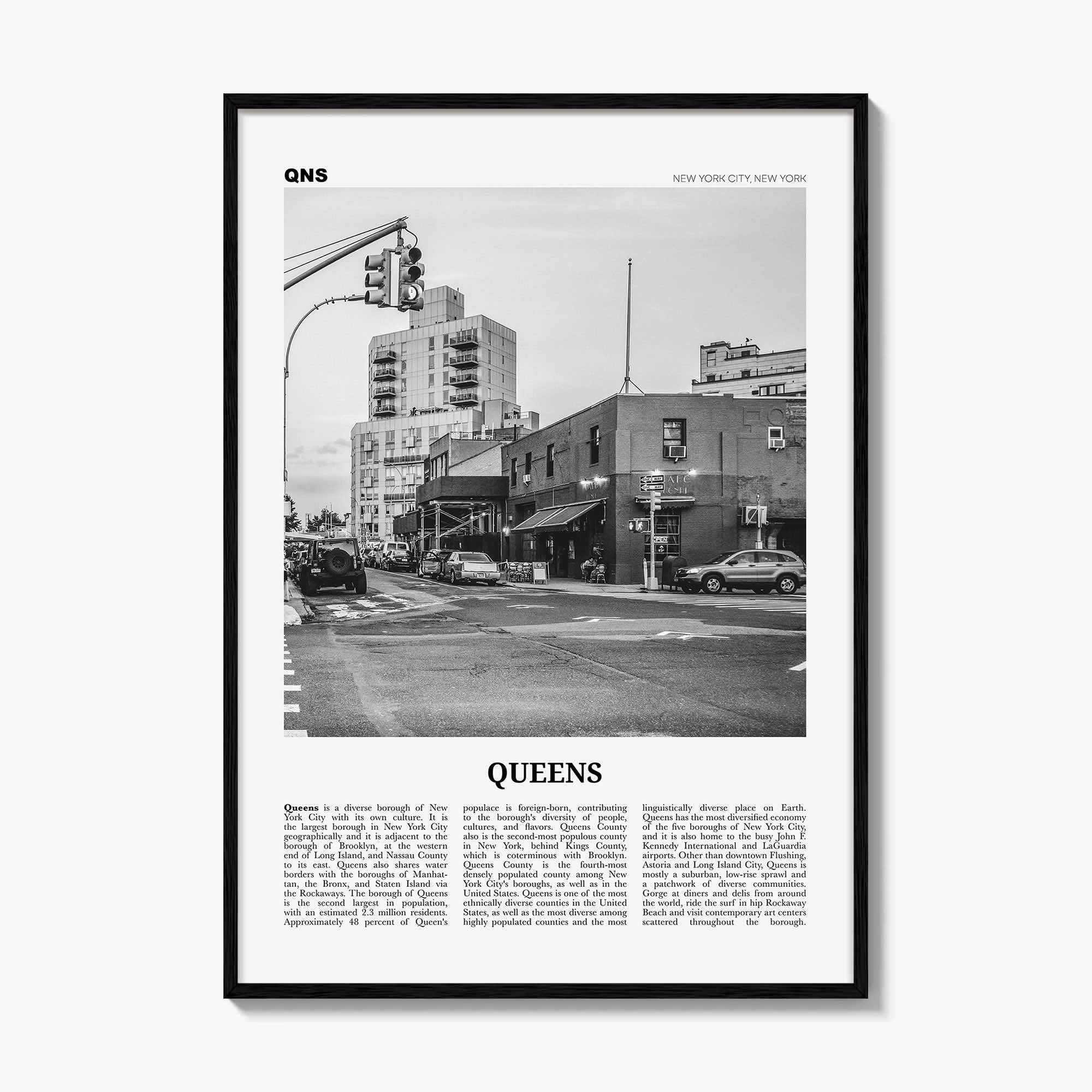 Queens Print Black and White New York No 2, Queens Wall Art, Queens Poster, Queens Photo, Queens Wall Decor, USA, United States