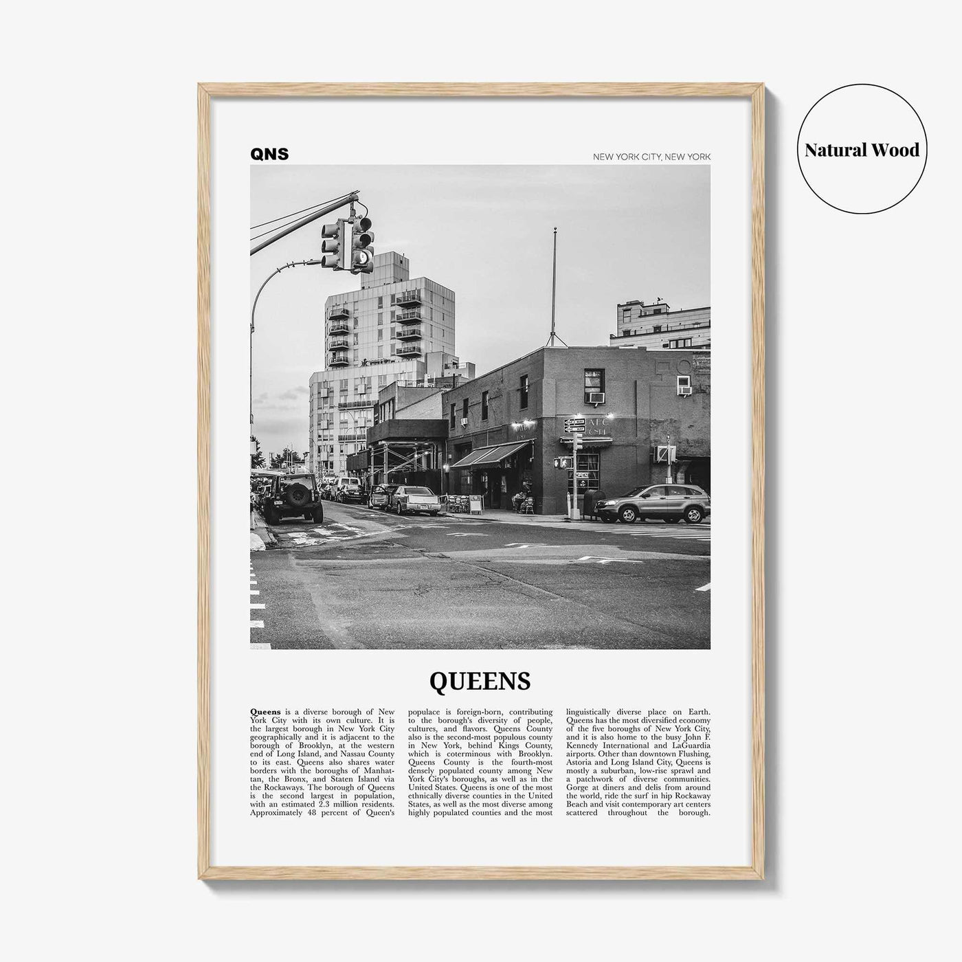 Queens Print Black and White New York No 2, Queens Wall Art, Queens Poster, Queens Photo, Queens Wall Decor, USA, United States
