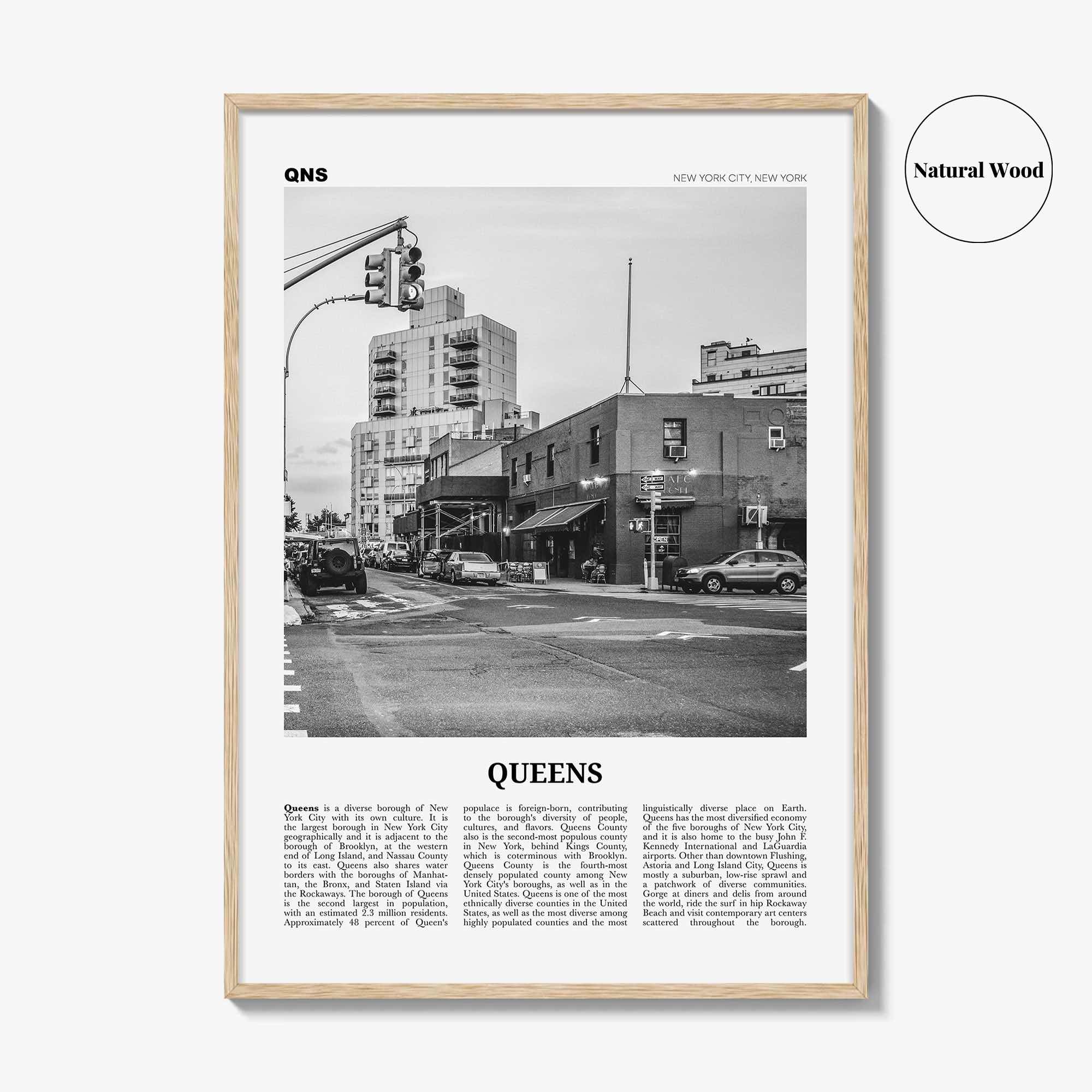 Queens Print Black and White New York No 2, Queens Wall Art, Queens Poster, Queens Photo, Queens Wall Decor, USA, United States