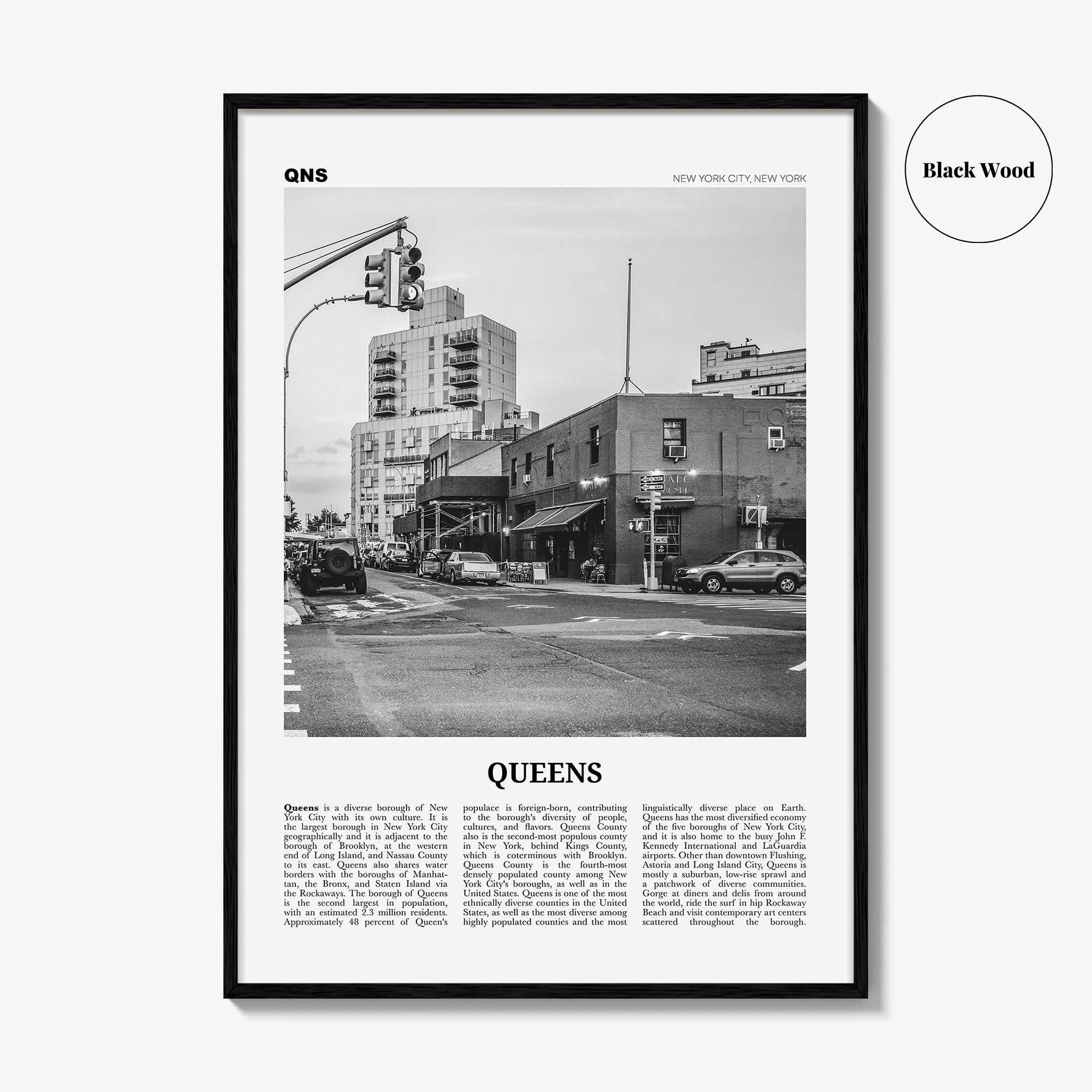 Queens Print Black and White New York No 2, Queens Wall Art, Queens Poster, Queens Photo, Queens Wall Decor, USA, United States