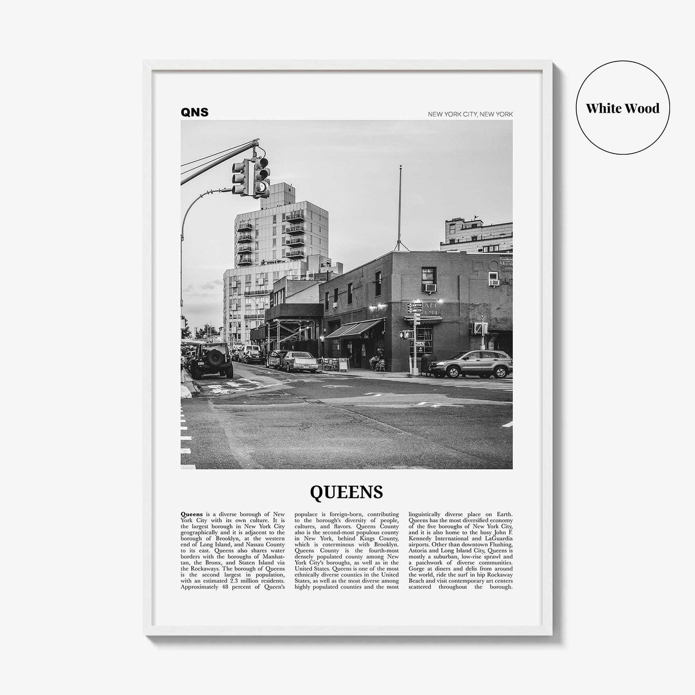 Queens Print Black and White New York No 2, Queens Wall Art, Queens Poster, Queens Photo, Queens Wall Decor, USA, United States