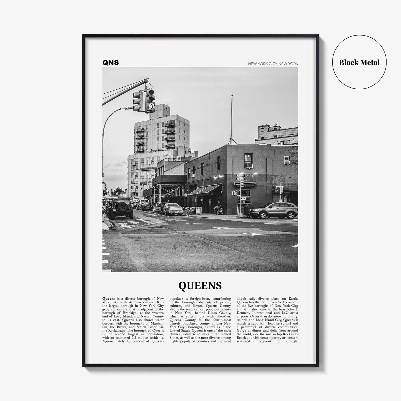 Queens Print Black and White New York No 2, Queens Wall Art, Queens Poster, Queens Photo, Queens Wall Decor, USA, United States