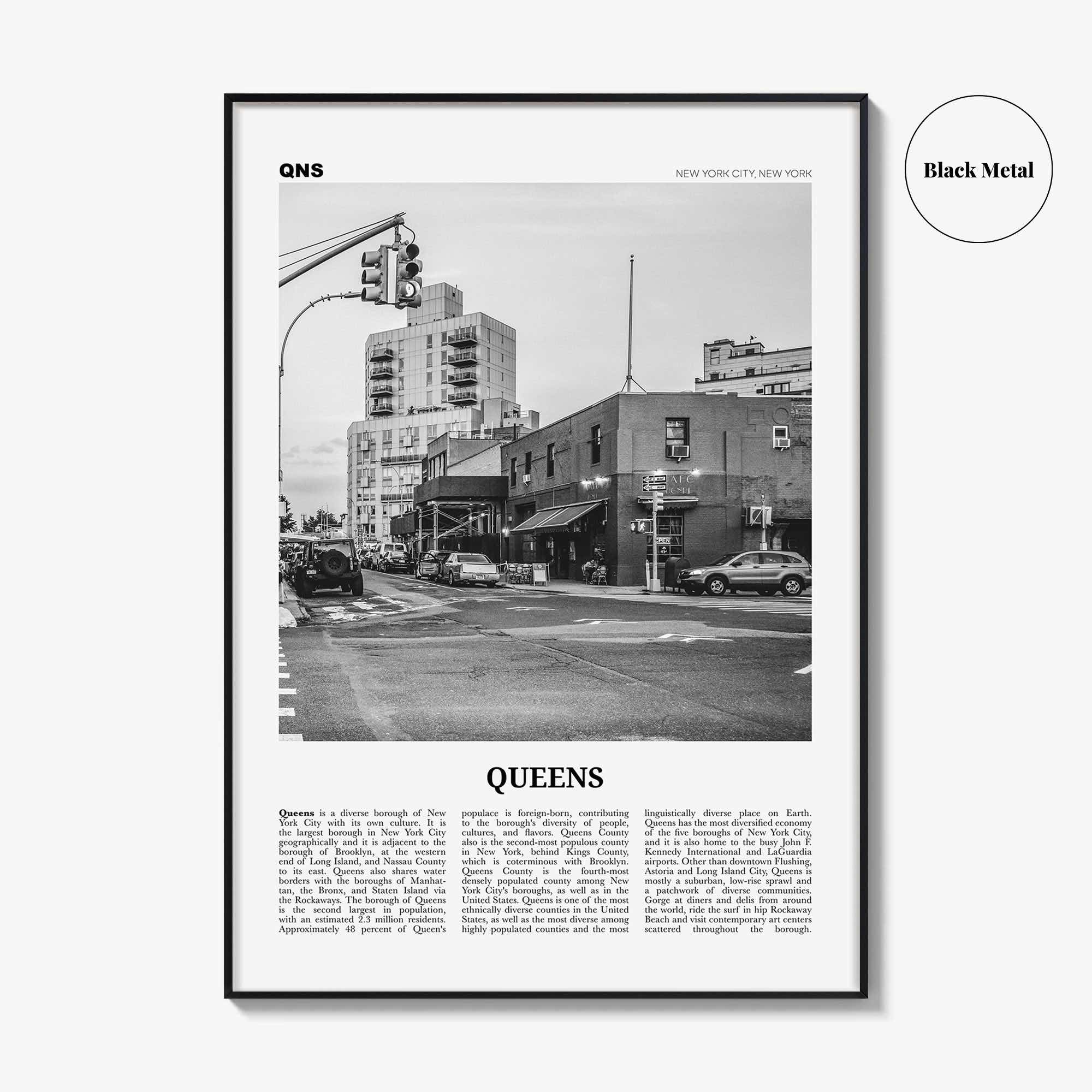 Queens Print Black and White New York No 2, Queens Wall Art, Queens Poster, Queens Photo, Queens Wall Decor, USA, United States