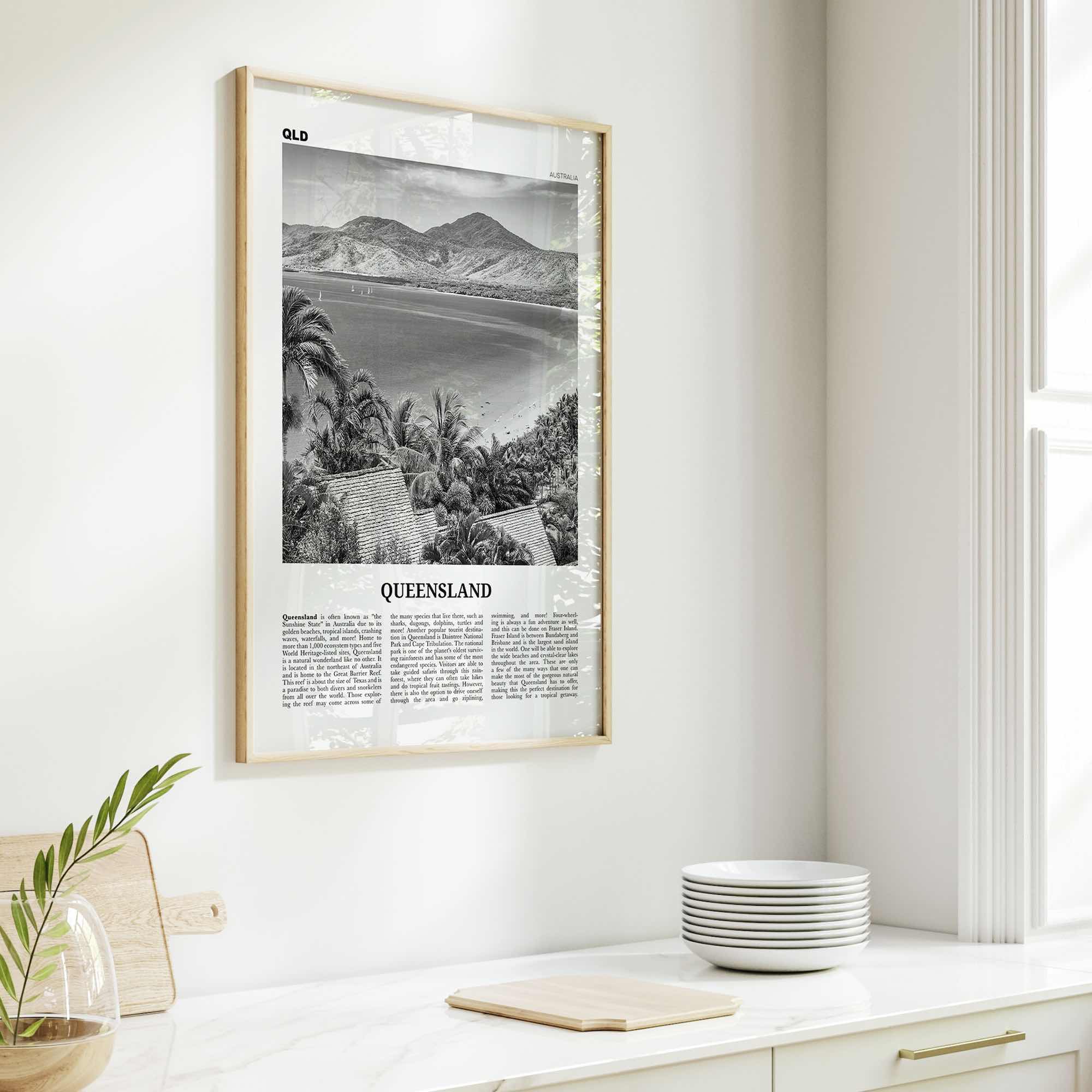 Queensland Print Black and White, Queensland Wall Art, Queensland Poster, Queensland Photo, Queensland Wall Decor, Australia