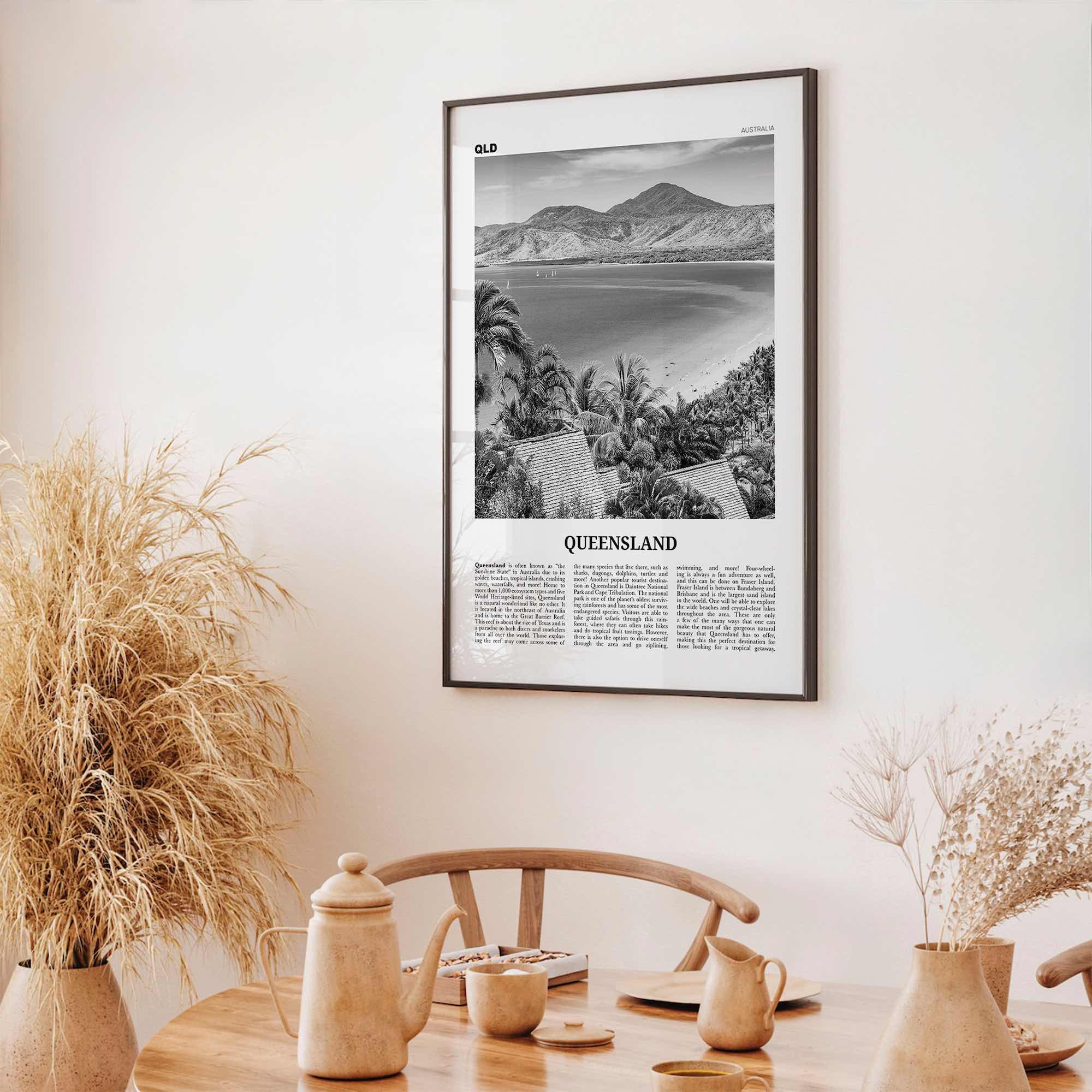 Queensland Print Black and White, Queensland Wall Art, Queensland Poster, Queensland Photo, Queensland Wall Decor, Australia