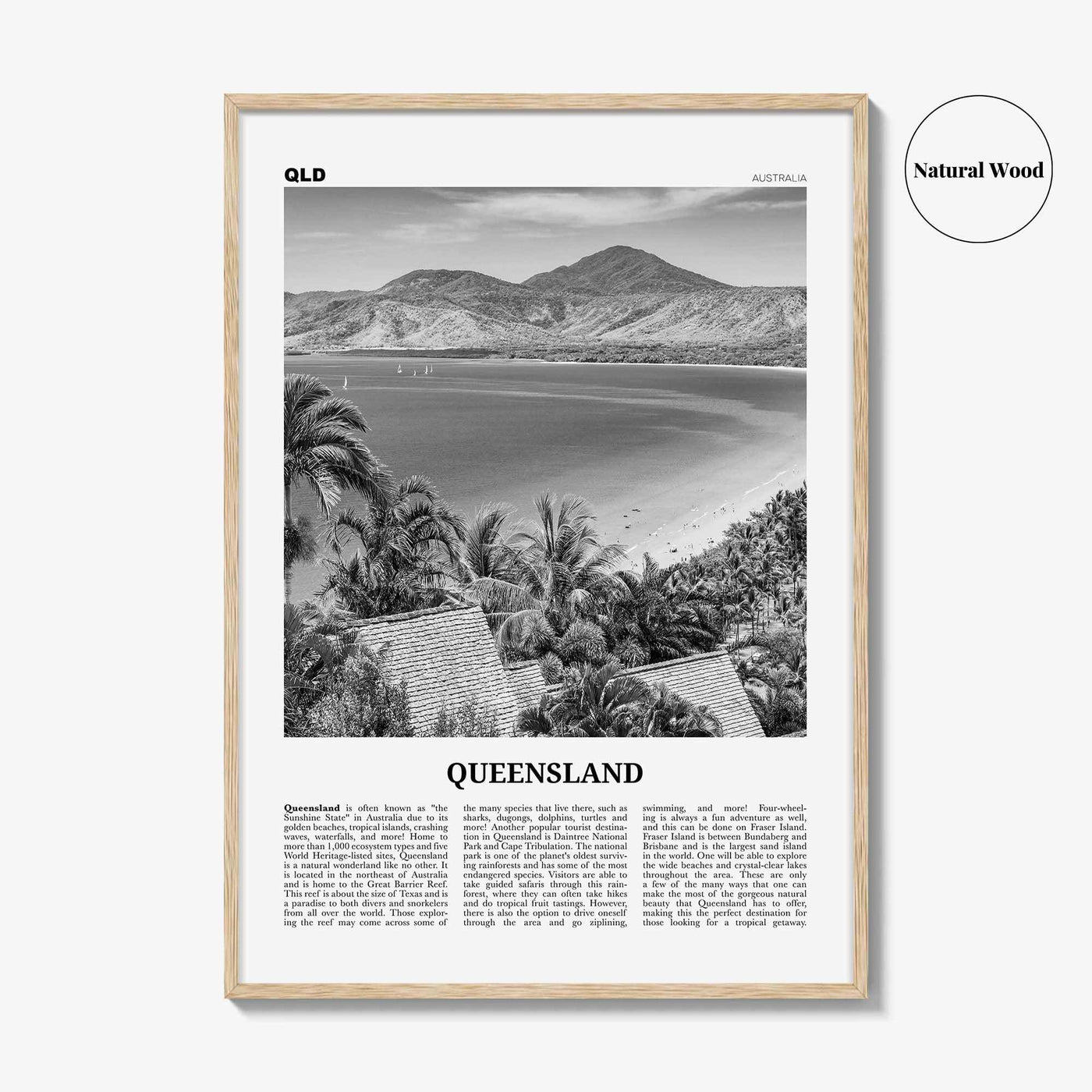 Queensland Print Black and White, Queensland Wall Art, Queensland Poster, Queensland Photo, Queensland Wall Decor, Australia