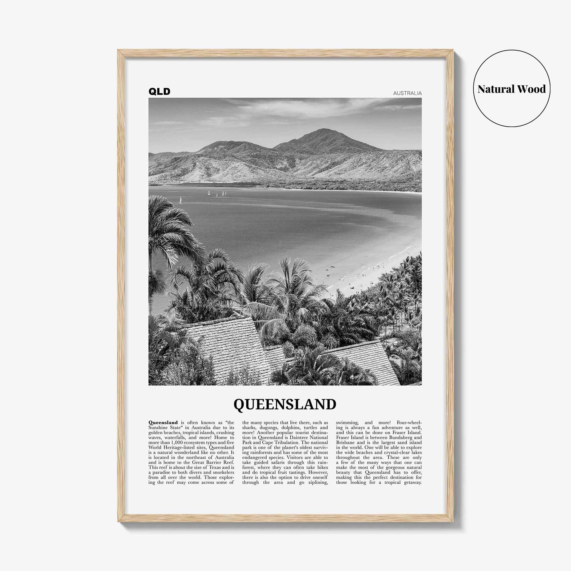 Queensland Print Black and White, Queensland Wall Art, Queensland Poster, Queensland Photo, Queensland Wall Decor, Australia