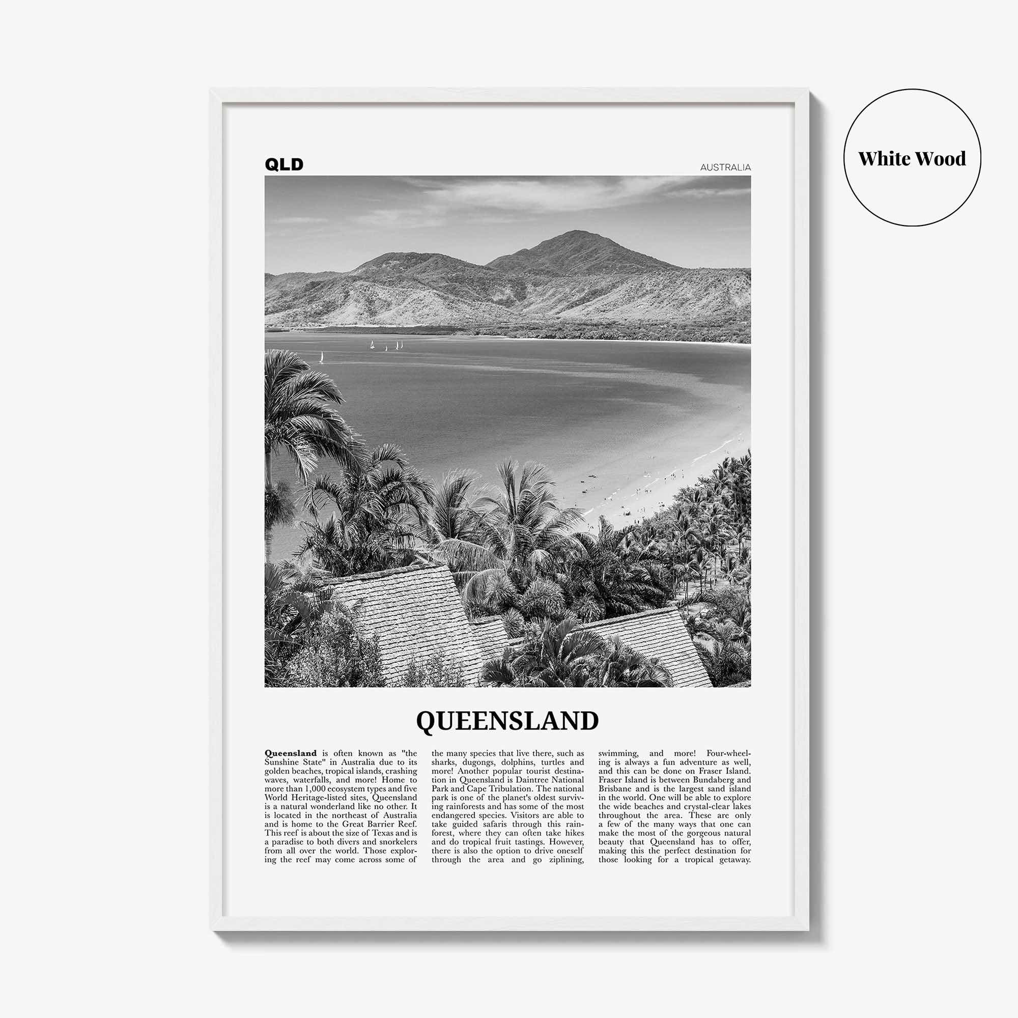 Queensland Print Black and White, Queensland Wall Art, Queensland Poster, Queensland Photo, Queensland Wall Decor, Australia