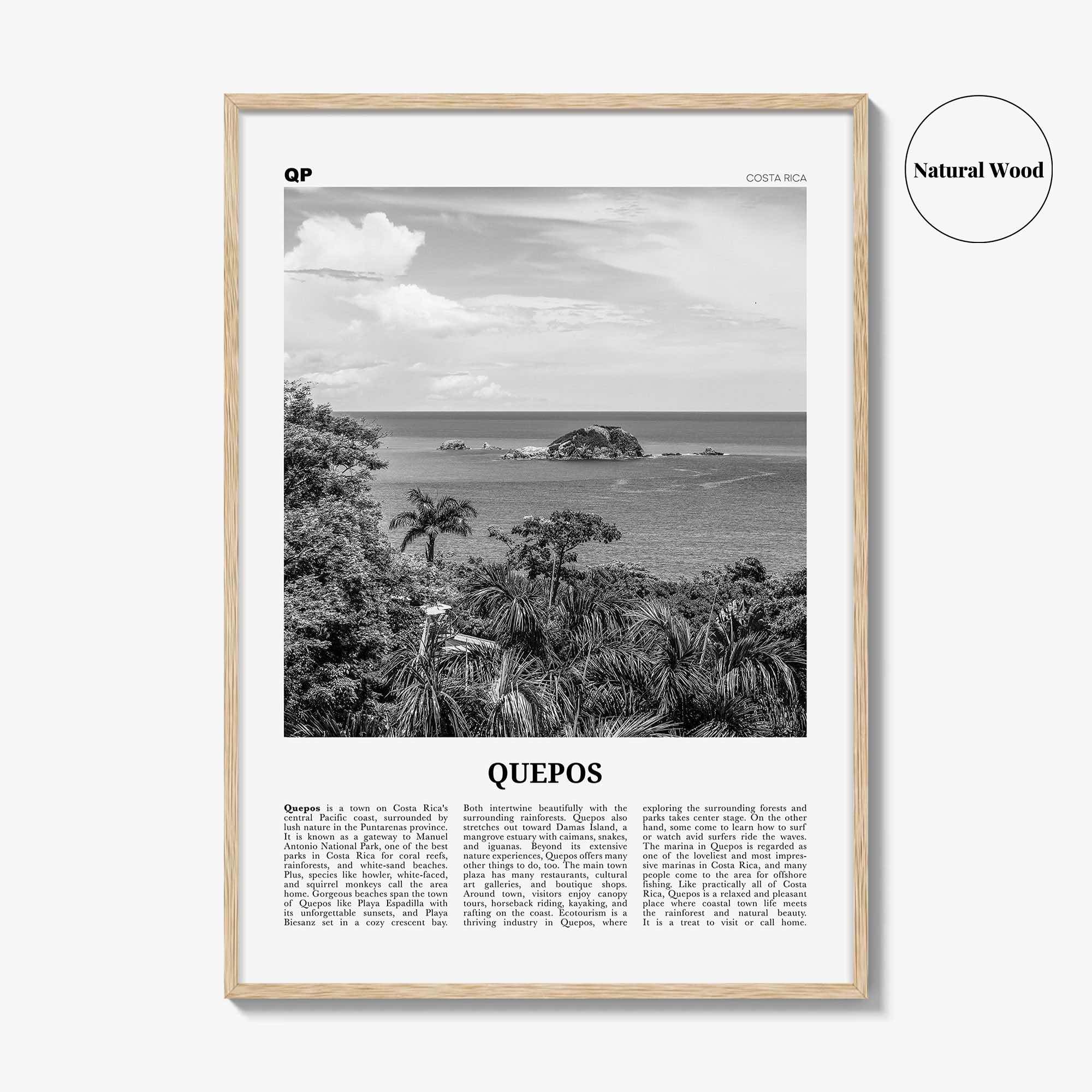 Quepos Print Black and White, Quepos Wall Art, Quepos Poster, Quepos Photo, Quepos Wall Décor, Quepos Map, Costa Rica