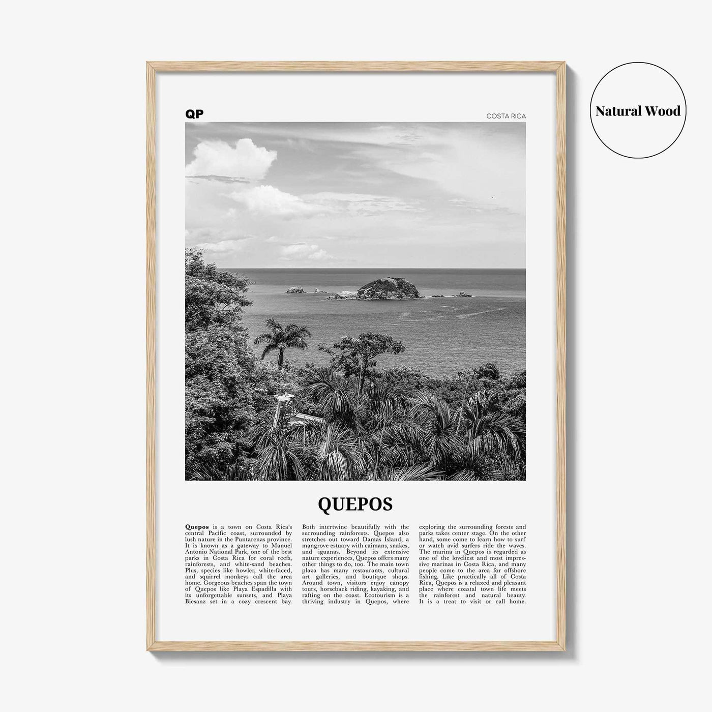 Quepos Print Black and White, Quepos Wall Art, Quepos Poster, Quepos Photo, Quepos Wall Décor, Quepos Map, Costa Rica