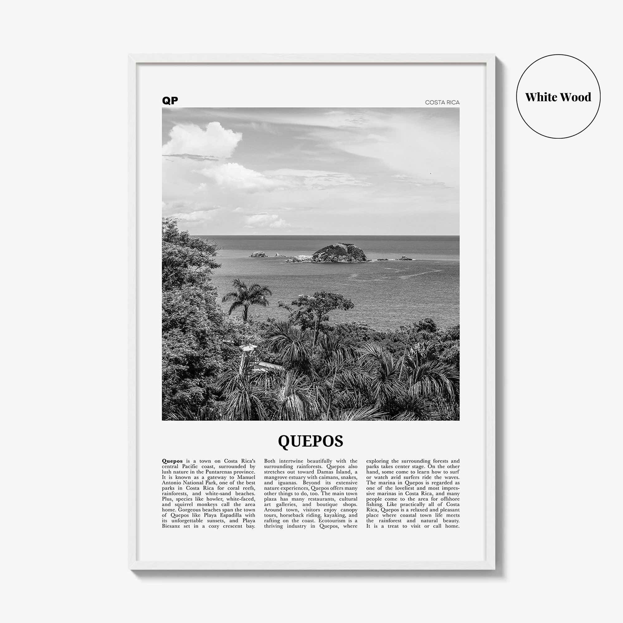 Quepos Print Black and White, Quepos Wall Art, Quepos Poster, Quepos Photo, Quepos Wall Décor, Quepos Map, Costa Rica