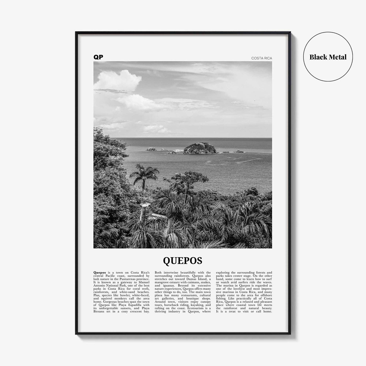 Quepos Print Black and White, Quepos Wall Art, Quepos Poster, Quepos Photo, Quepos Wall Décor, Quepos Map, Costa Rica