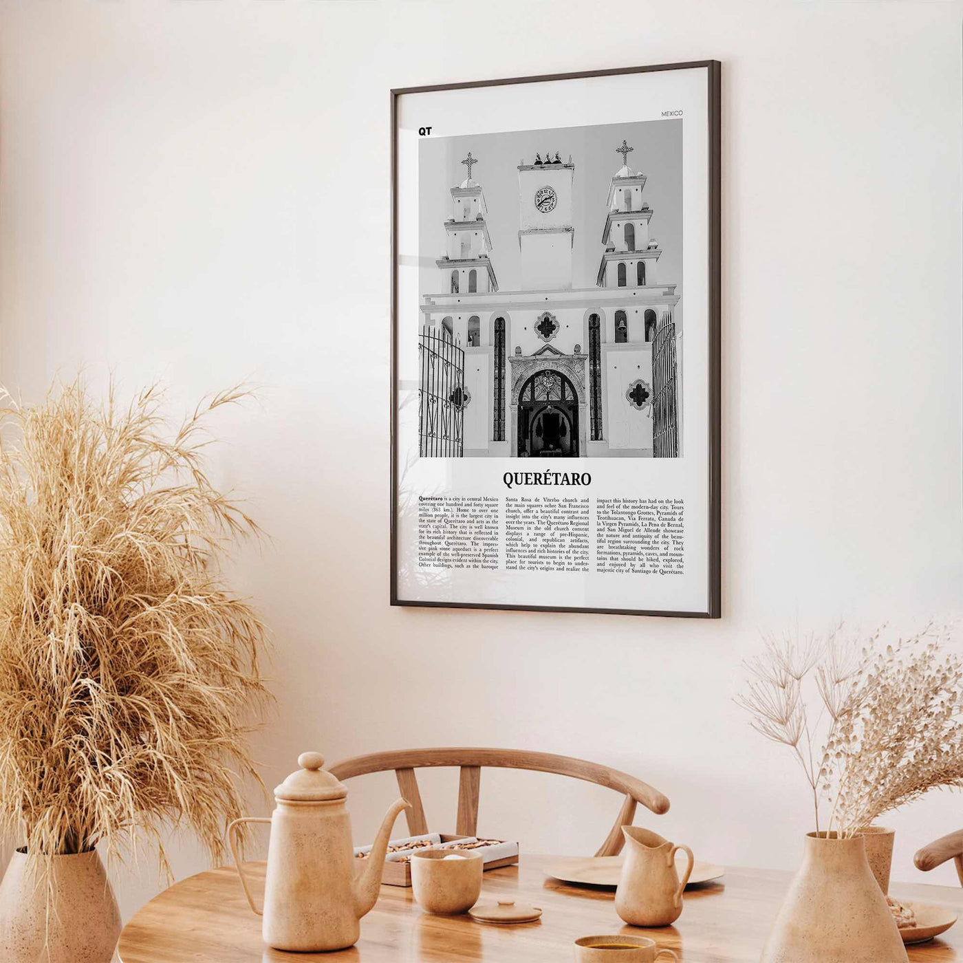 Queretaro Print Black and White, Querétaro Wall Art, Querétaro Poster, Querétaro Photo, Querétaro Map, Mexico