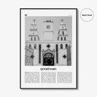 Queretaro Print Black and White, Querétaro Wall Art, Querétaro Poster, Querétaro Photo, Querétaro Map, Mexico