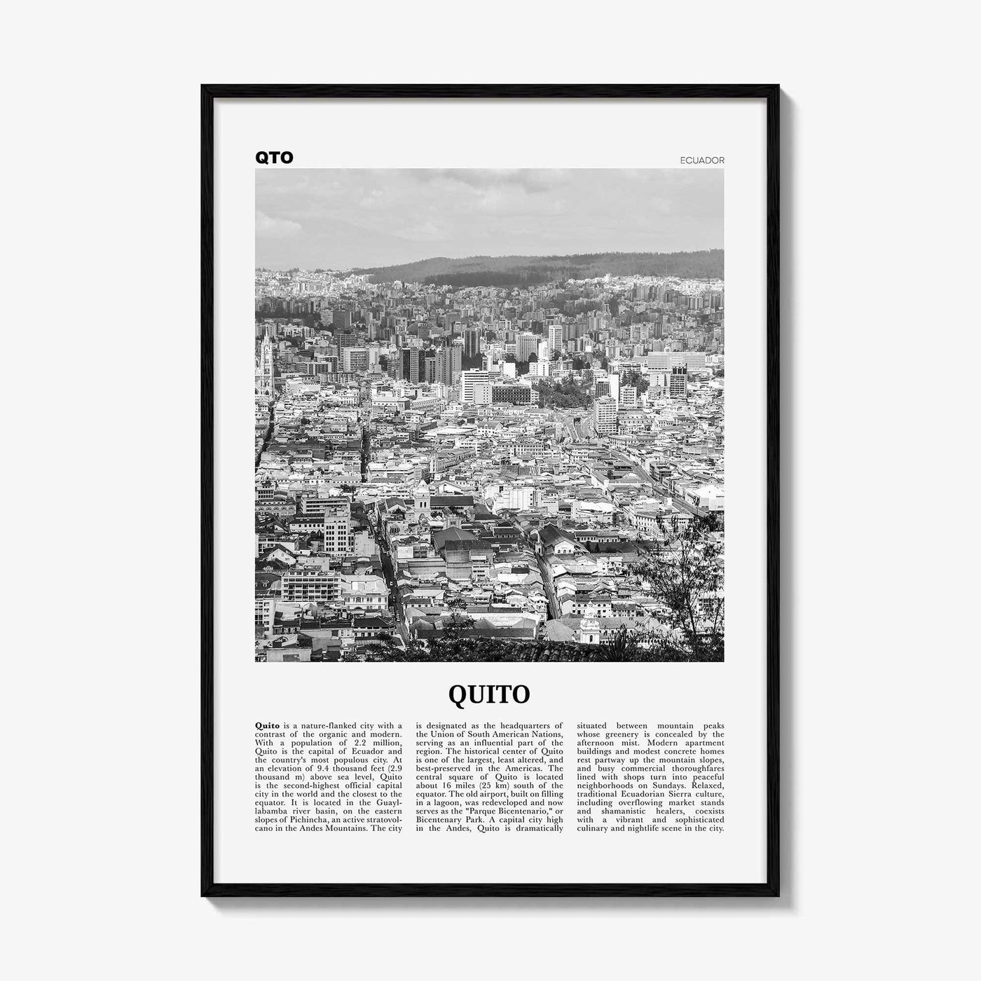 Quito Print Black and White, Quito Wall Art, Quito Poster, Quito Photo, Quito Wall Decor, Ecuador, Pichincha, South America