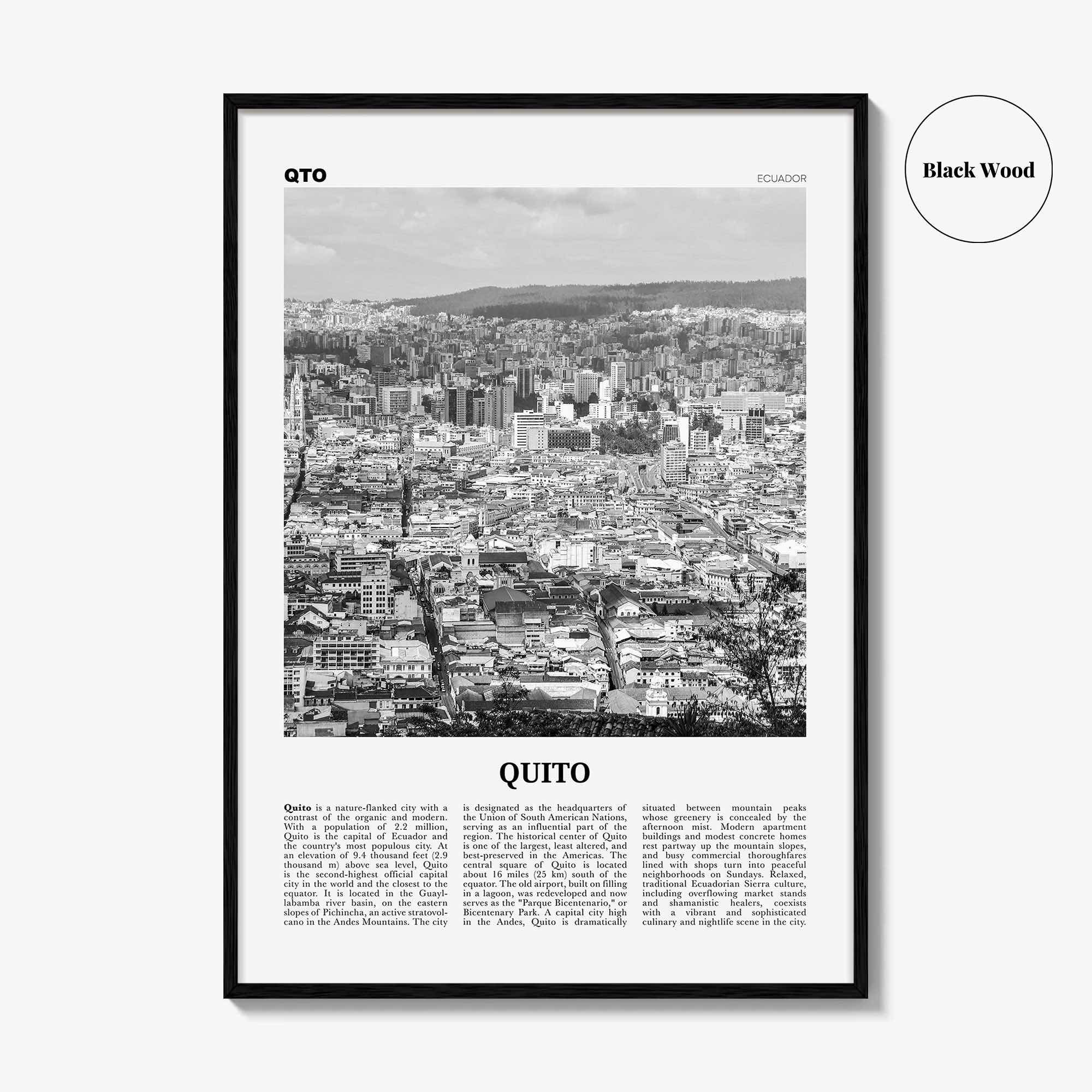 Quito Print Black and White, Quito Wall Art, Quito Poster, Quito Photo, Quito Wall Decor, Ecuador, Pichincha, South America
