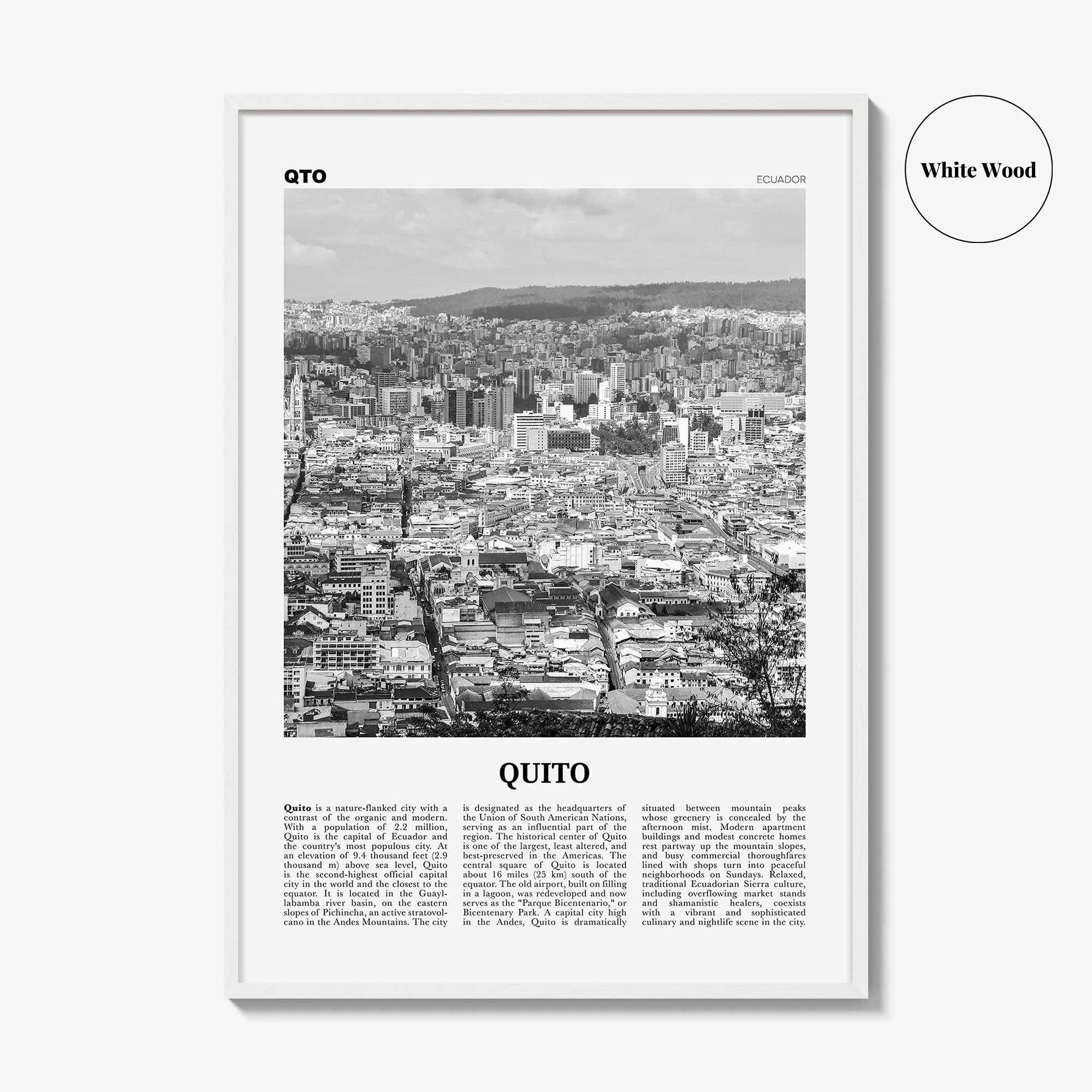 Quito Print Black and White, Quito Wall Art, Quito Poster, Quito Photo, Quito Wall Decor, Ecuador, Pichincha, South America