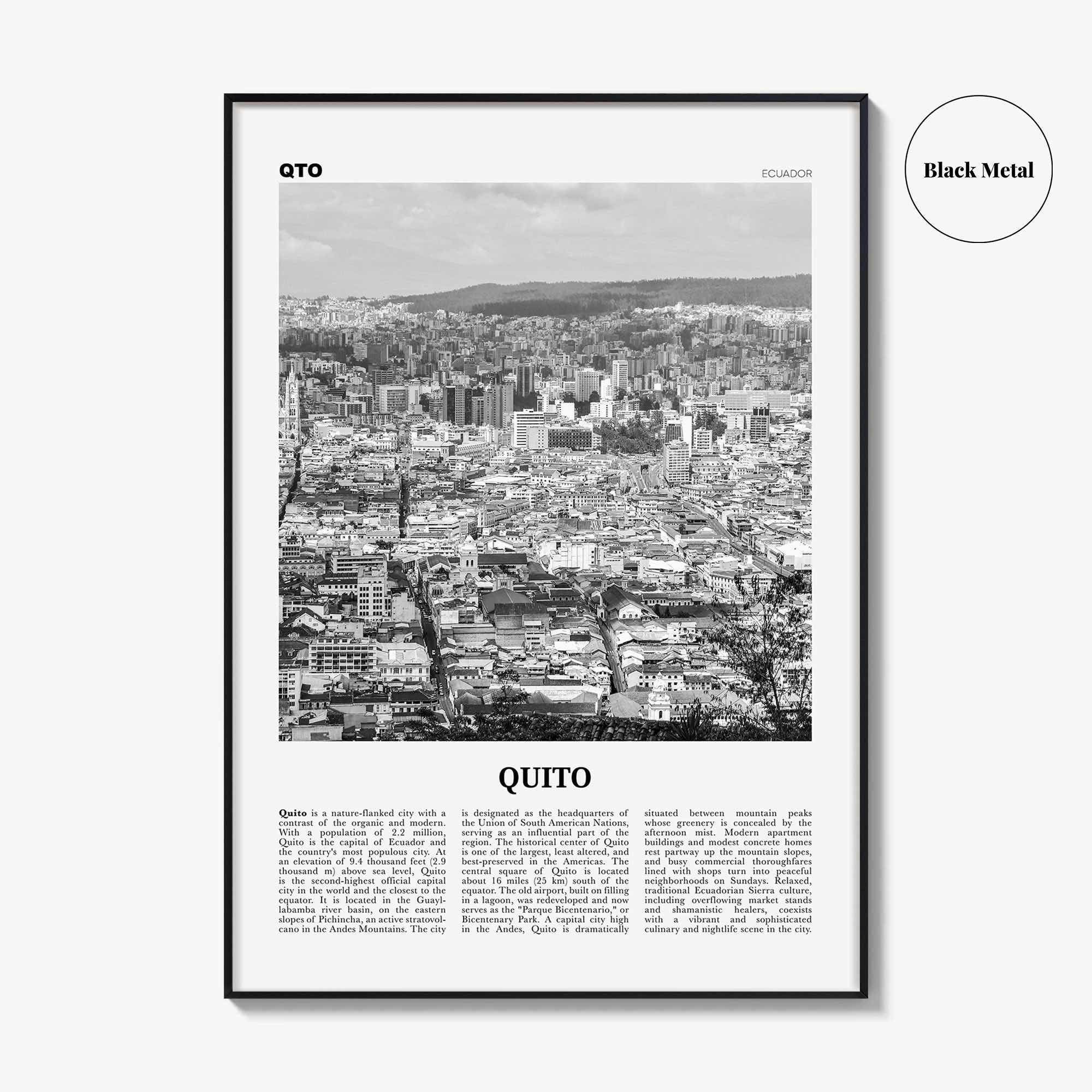 Quito Print Black and White, Quito Wall Art, Quito Poster, Quito Photo, Quito Wall Decor, Ecuador, Pichincha, South America