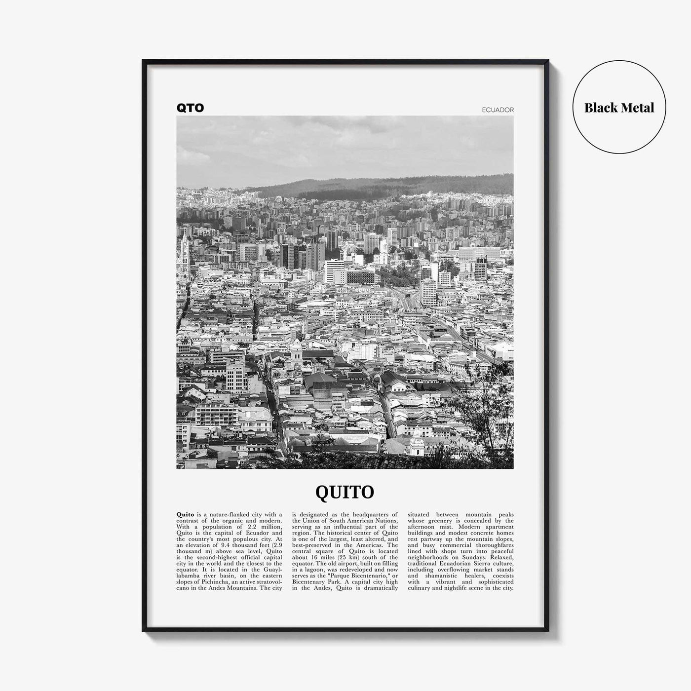 Quito Print Black and White, Quito Wall Art, Quito Poster, Quito Photo, Quito Wall Decor, Ecuador, Pichincha, South America